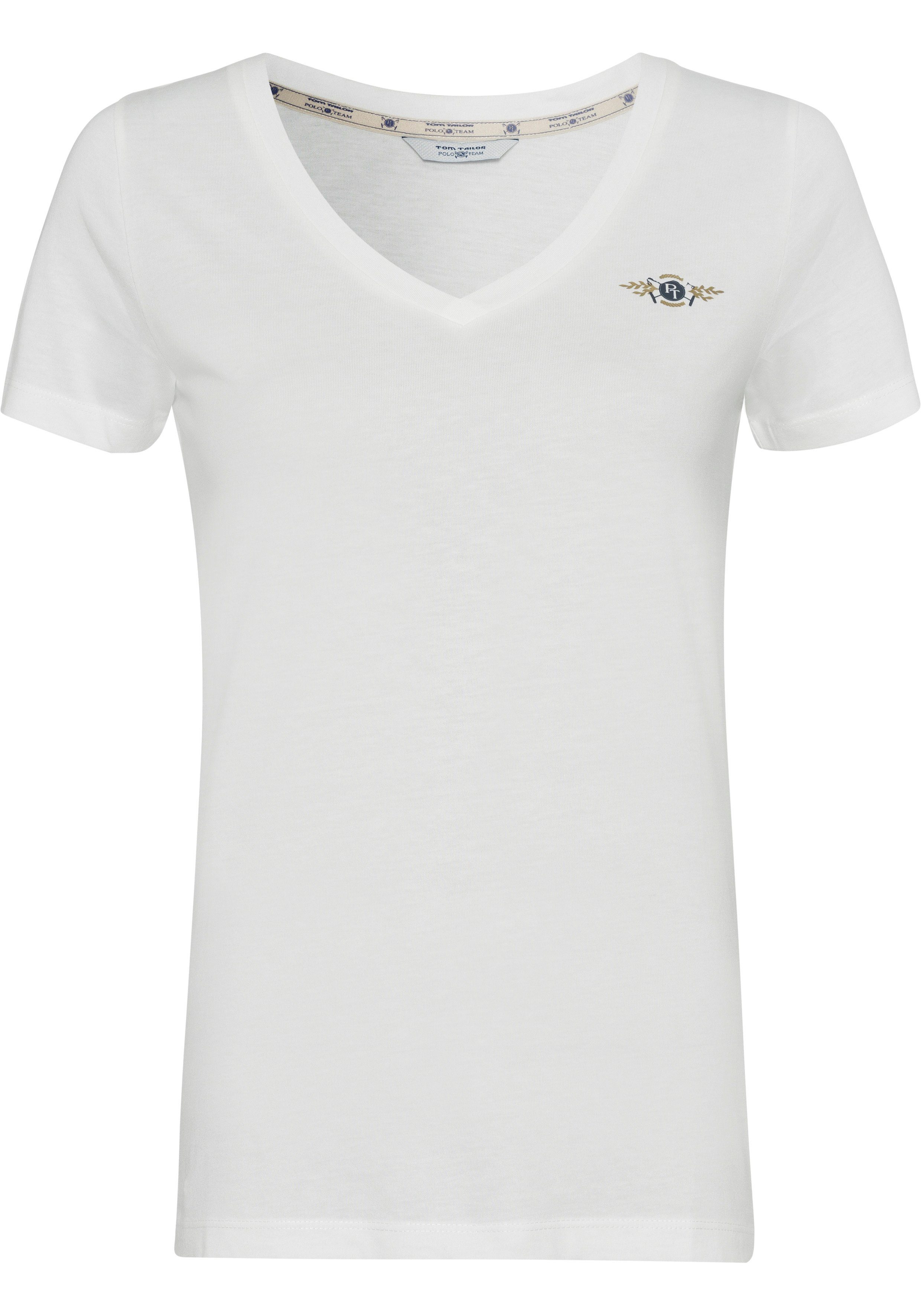 schwarz, im 2-tlg., Polo 2er-Pack) Doppelpack modischen weiß T-Shirt TAILOR Team TOM farblich (Packung,