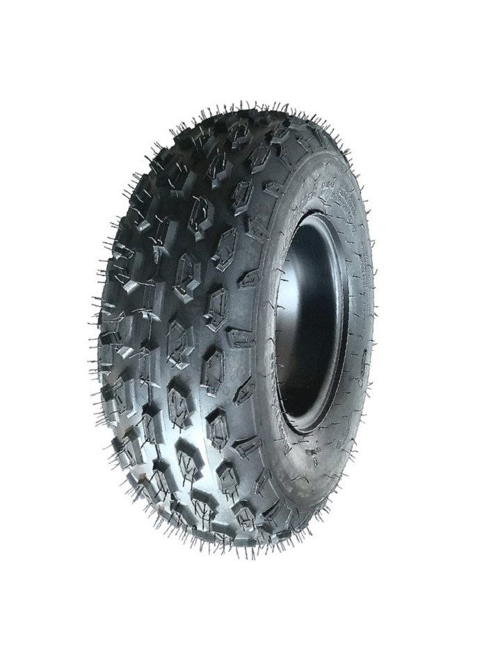 FunSport-Factory Kinderfahrzeug-Räder Komplettrad Quadreifen 19x7-8 Reifen 3-Loch Felge Schwarz links, Noppenprofil, hoher Grip, für Quads, robust & langlebig