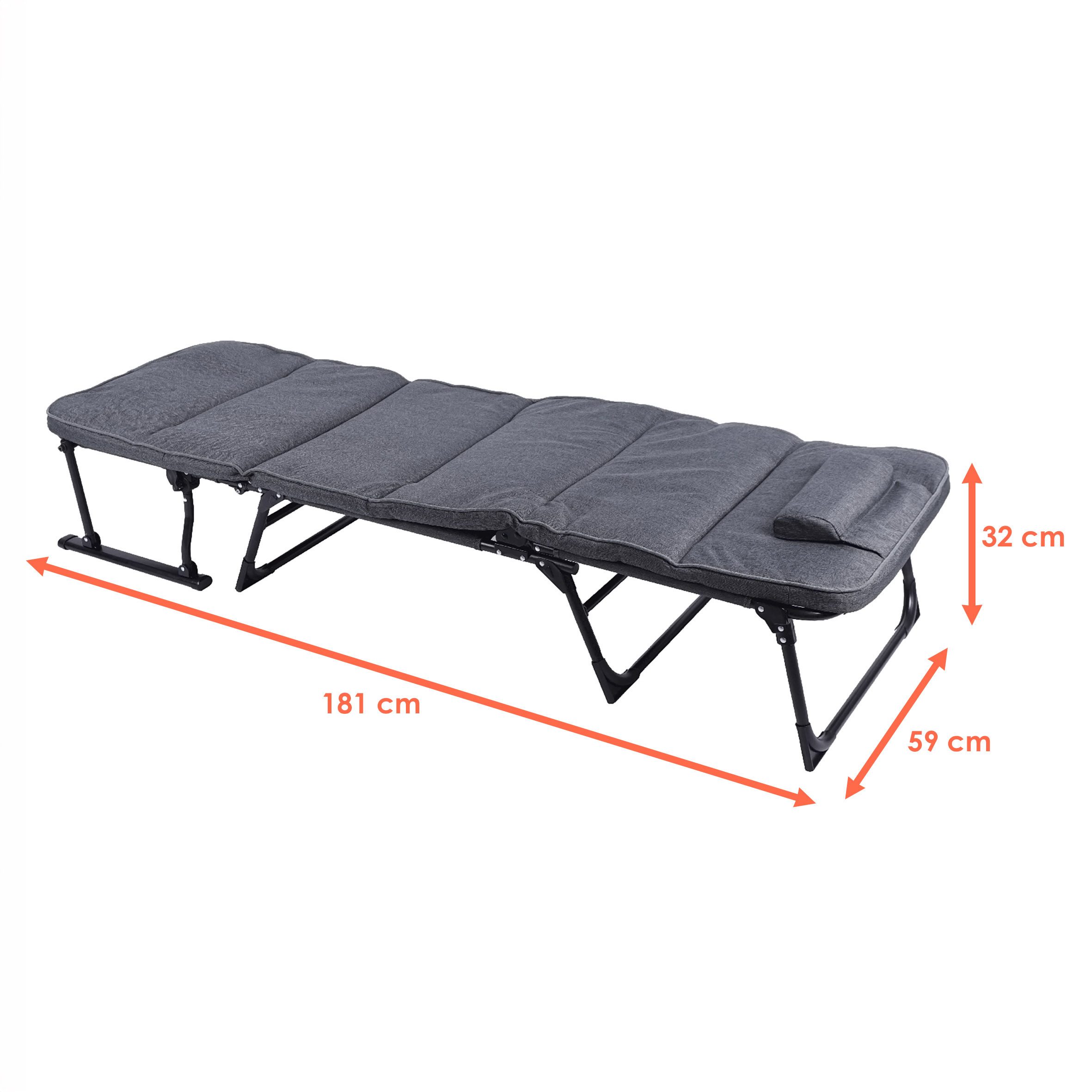Spetebo Gartenliege 2in1 multifunktionale Sonnenliege klappbar grau - 181 x 59 cm, Stück, 1 St., Gartenliege, Garten Liegestuhl inklusive Polsterauflage – Bild 4 von 5