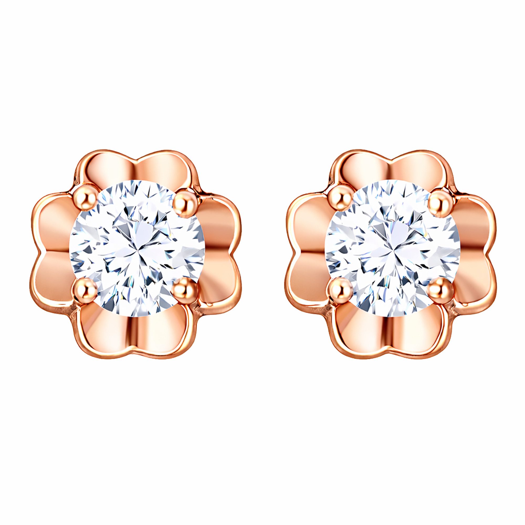 LÖB Paar Ohrstecker 750er 18 Karat Roségold vergoldet Ohrringe Ohrstecker Blume Zirkonia (Geschenke für Frauen Damen Beste Freundin Mutter Mama Ehefrau Oma sie zum Geburtstag Schmuck Herbst Oktoberfest, Inkl. Schmuckbox), Blüten Blumenohrringe Stecker Kle