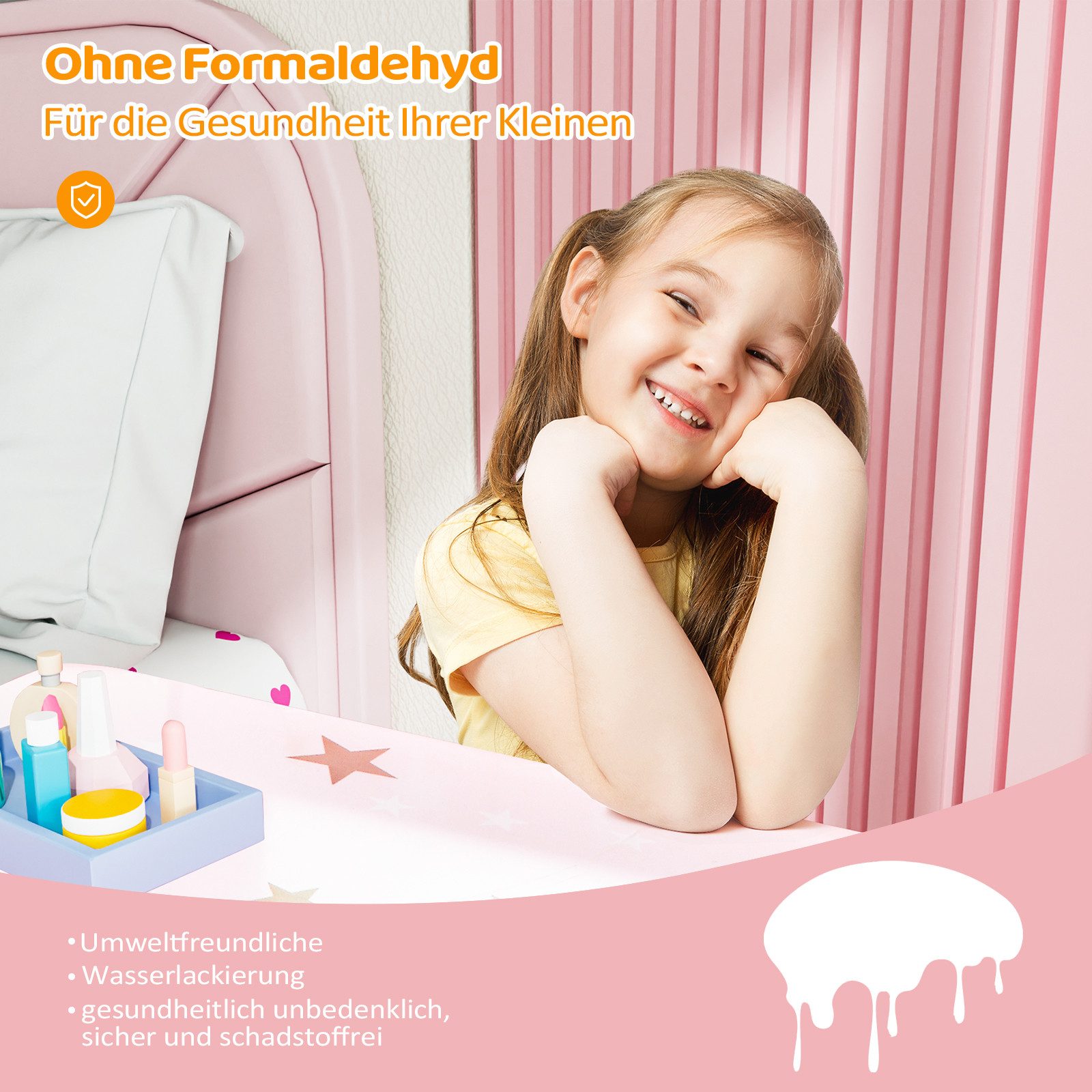 VINGLI Schminktisch mit Hocker und Abnehmbarer Spiegel, für Mädchen ab 3 Ja günstig online kaufen