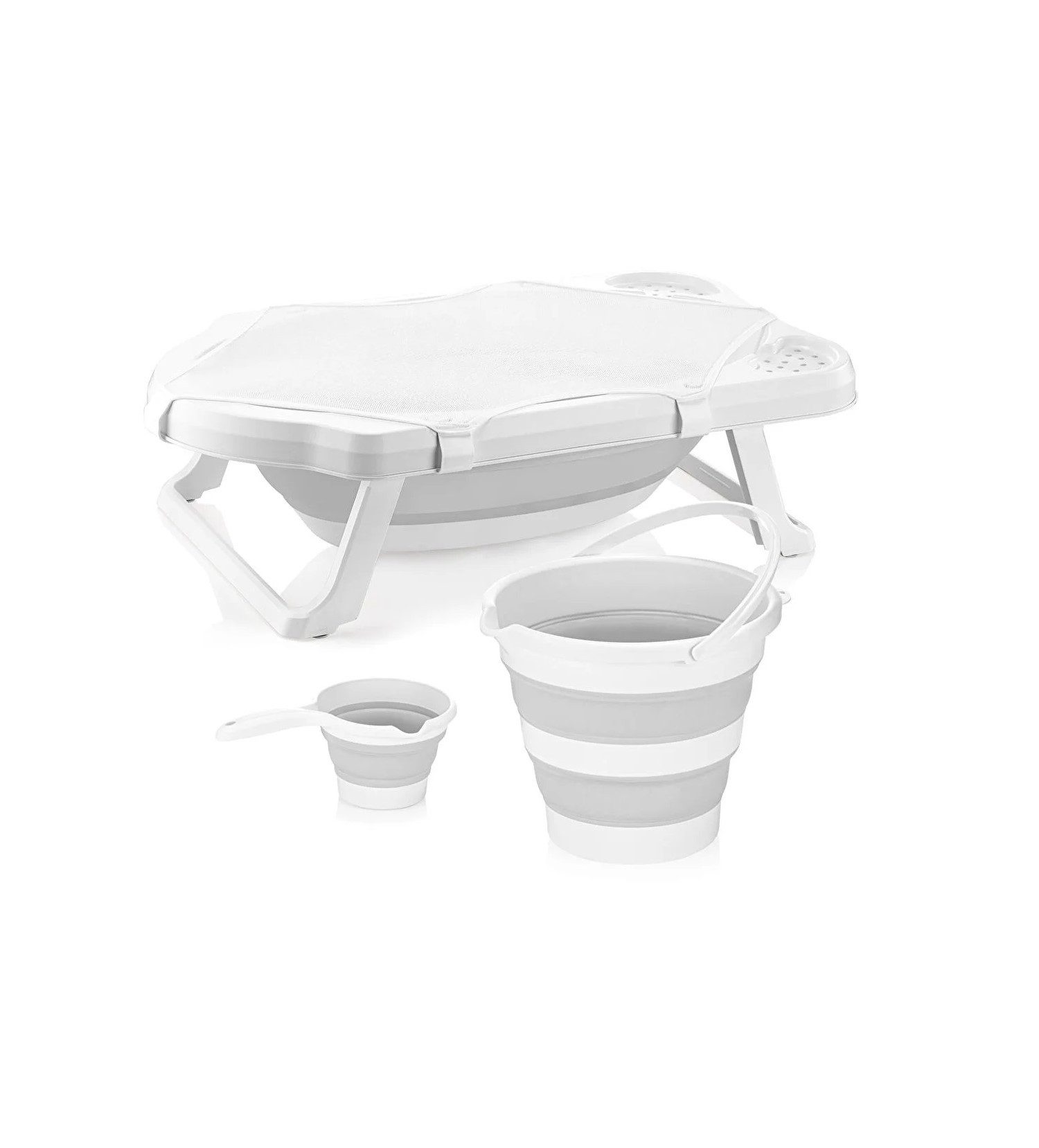 Uzman Babybadewanne Baby Badewanne faltbar mit Liegenetz 4 teilig Baby Wanne