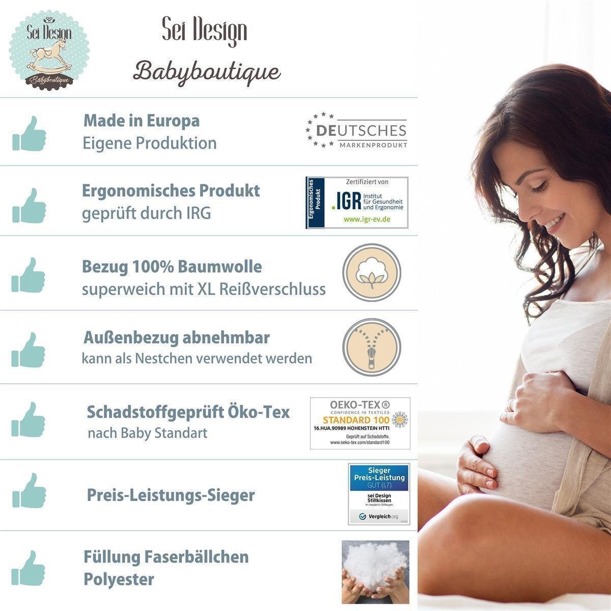 SEI Design Seitenschläferkissen mit XXL, Bezug Bezug, Baumwolle Kuschelnest Stillkissen Babynestchen Schwangerschaftskissen 100