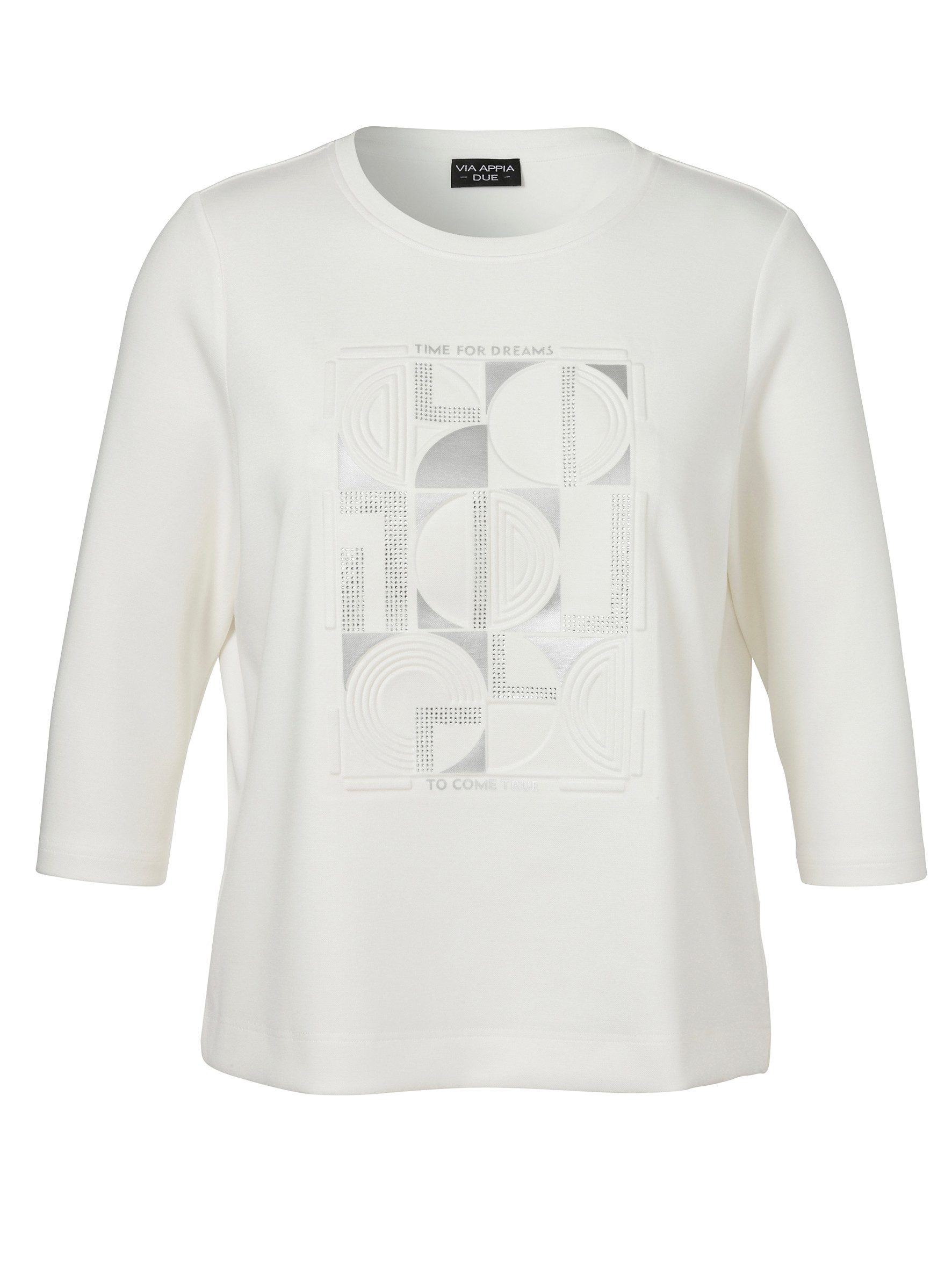 VIA APPIA DUE Shirtbluse Sweatshirt Rundhals 3/4 Arm Motiv günstig online kaufen