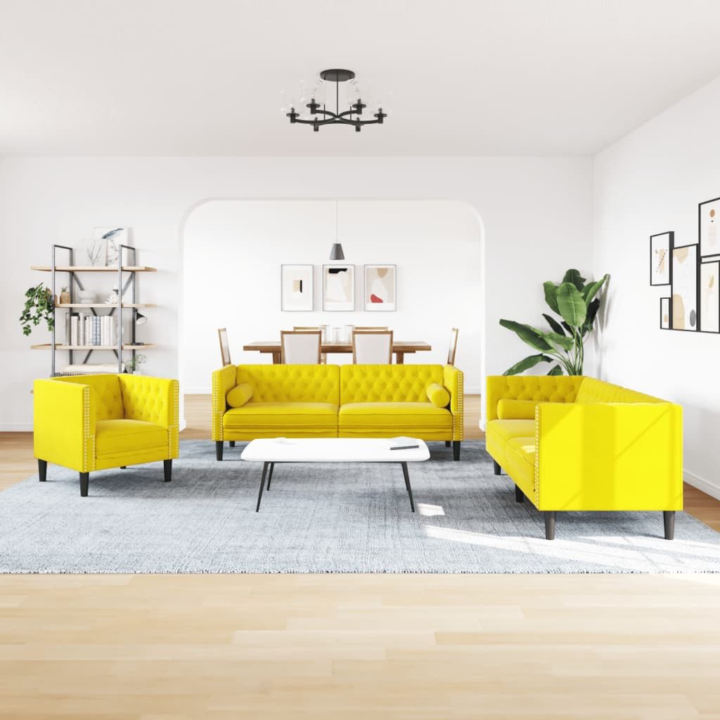vidaXL Sofa 3-tlg. Chesterfield-Sofa-Set mit Nackenrollen günstig online kaufen