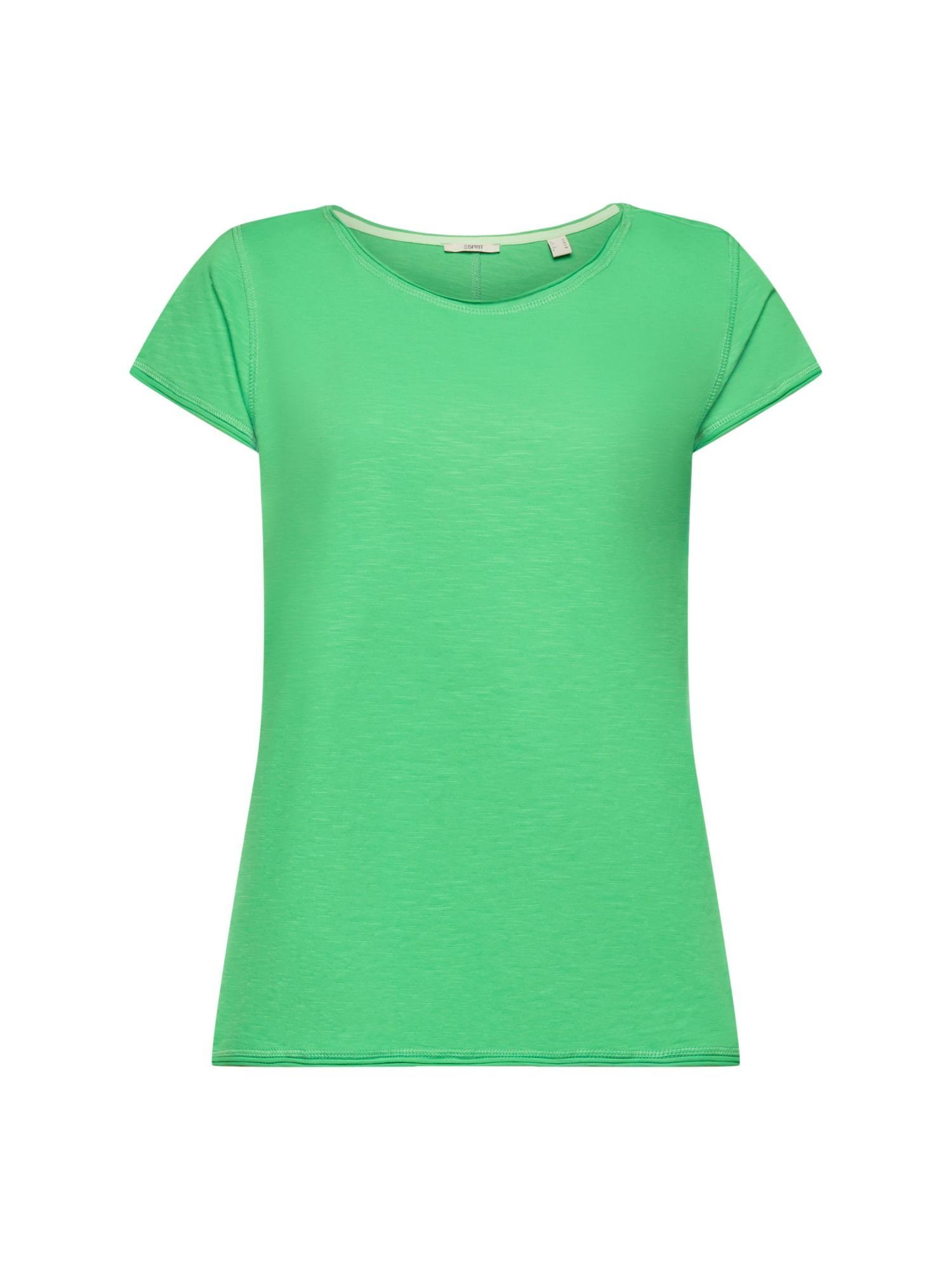 Esprit T-Shirt T-Shirt aus Slub (1-tlg) GREEN Baumwolle