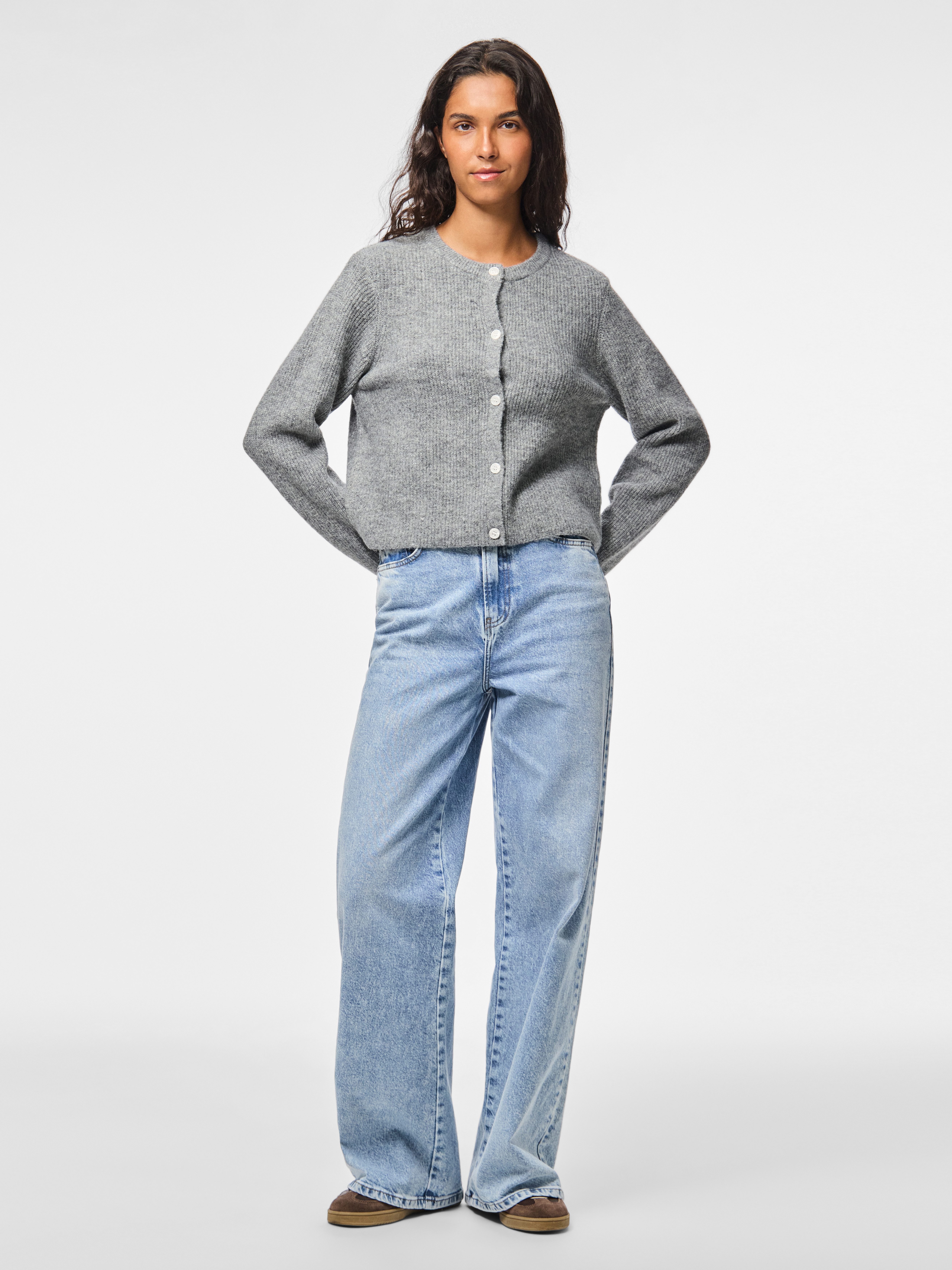 pieces Strickjacke PCSILLY LS O-NECK KNIT CARDIGAN NOOS BC Materialmix, regular fit
