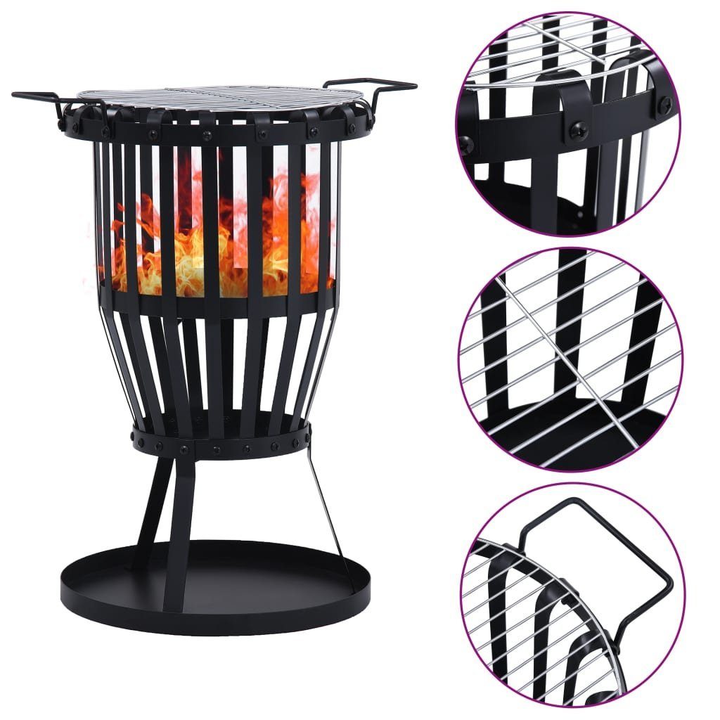 vidaXL Feuerkorb GartenFeuerkorb mit Grillrost Stahl 47,5 cm