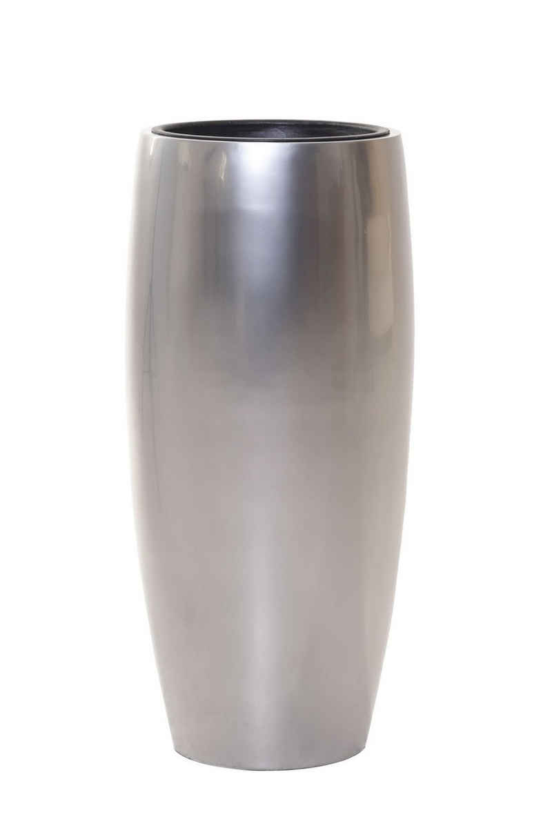 VIVANNO Pflanzkübel Pflanzkübel Blumenkübel Fiberglas OPUS Silber Metallic - 33x80 cm
