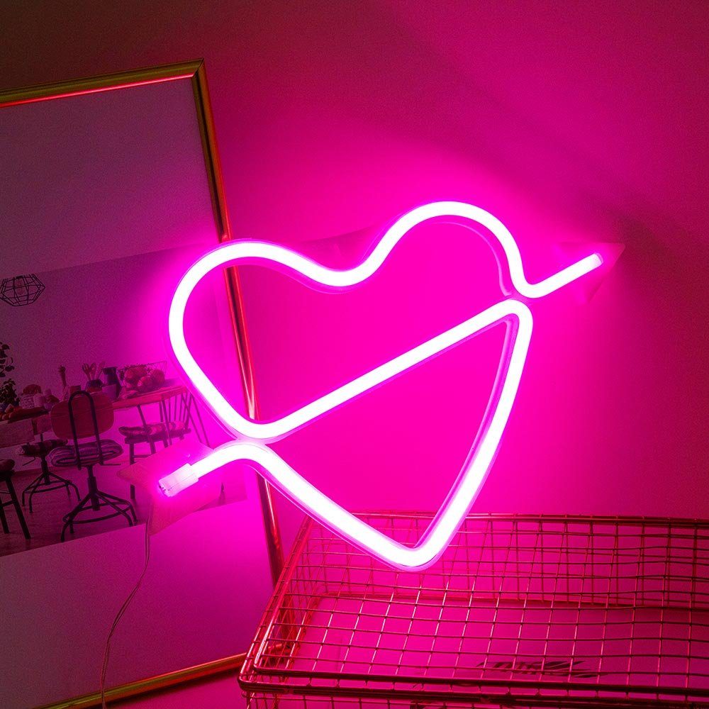 Rosnek LED Dekolicht Lippen Katzen Regenbogen Herz, für Wanddekoration Shop günstig online kaufen