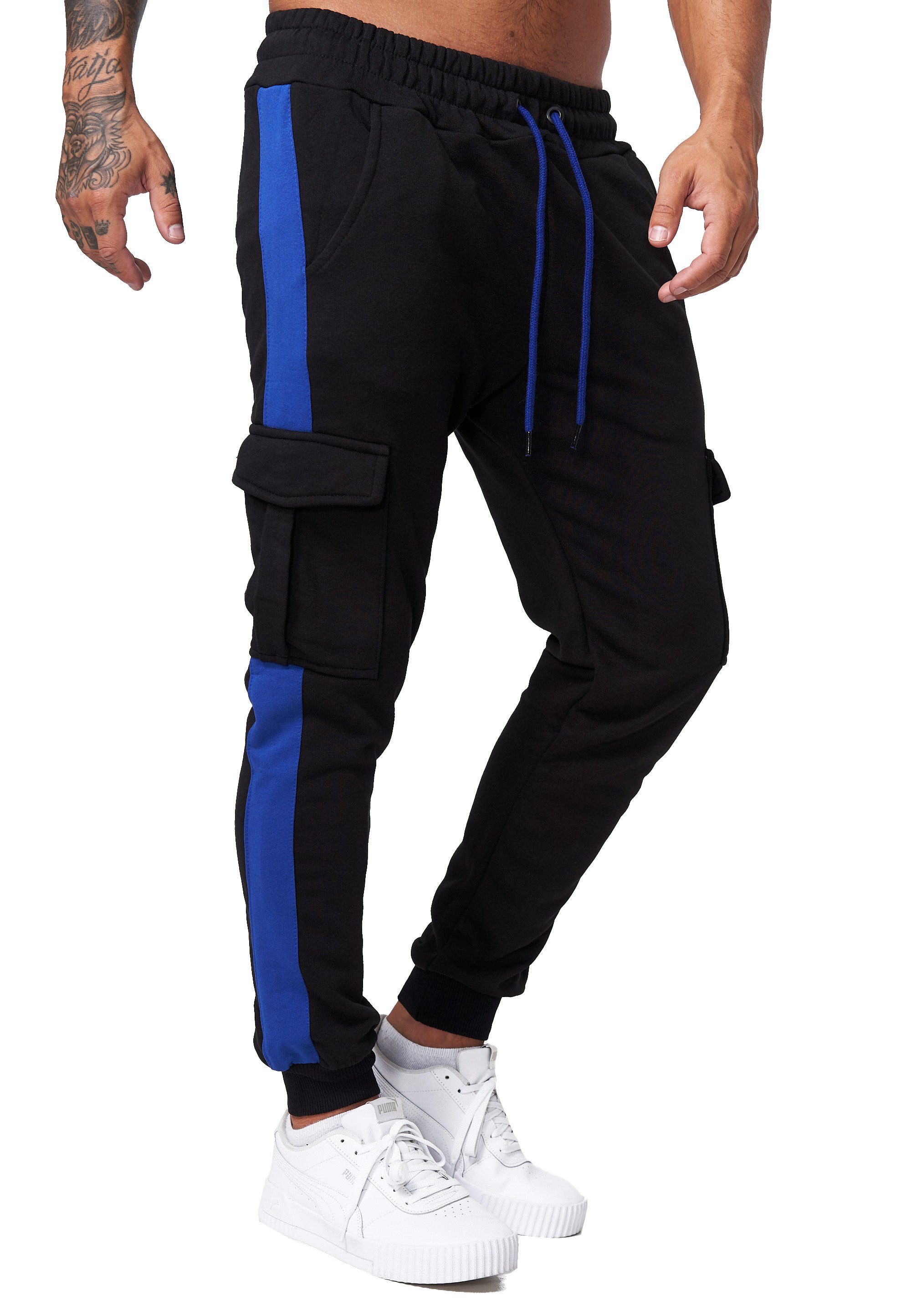 Jogginghose Schwarz Koburas JG-1643C Blau Freizeit Trainingshose Fitness Casual (Sporthose 1-tlg) Sweatpants,