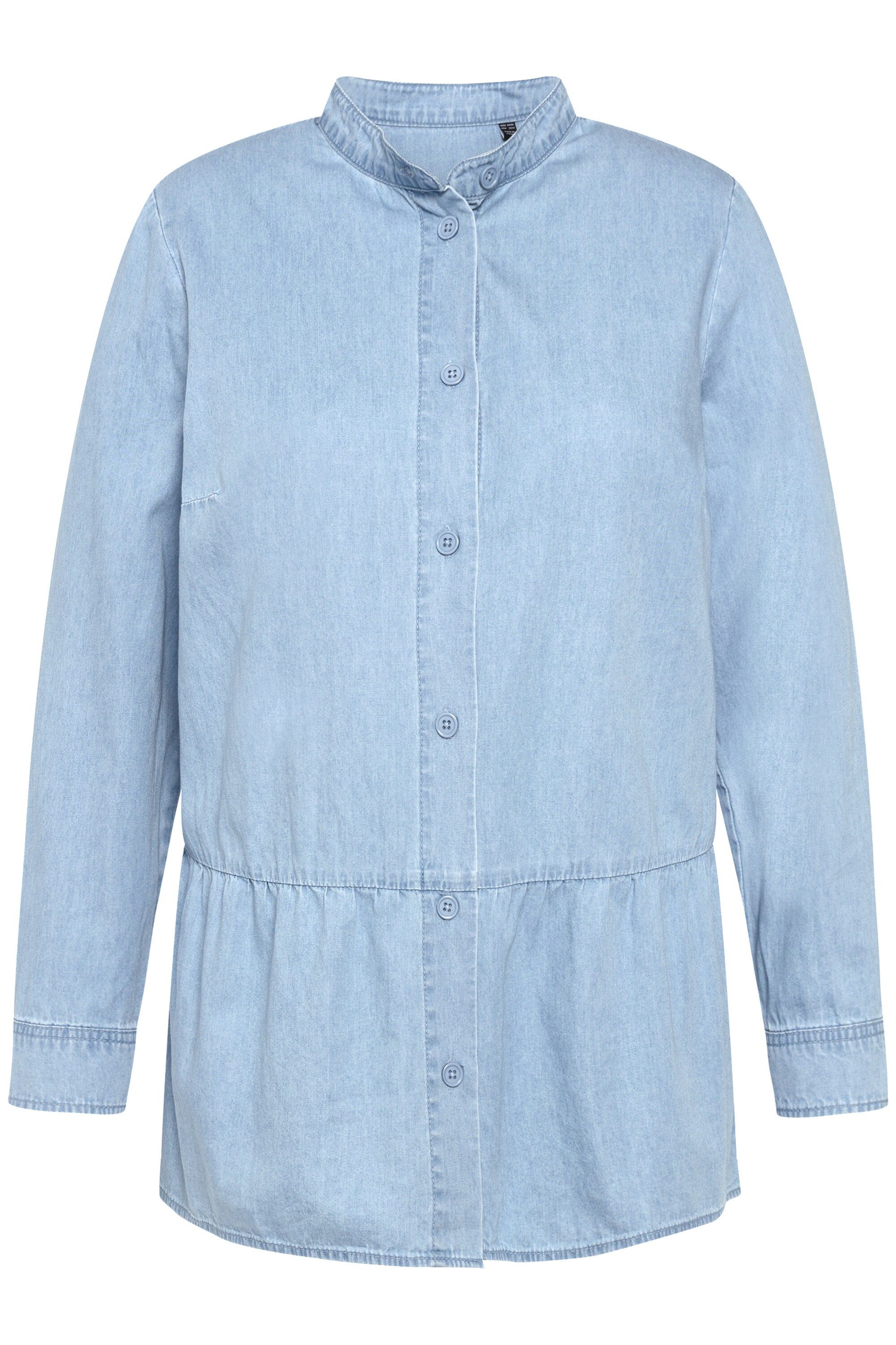 Ulla Popken Tunika Jeansbluse Volantsaum A-Linie günstig online kaufen