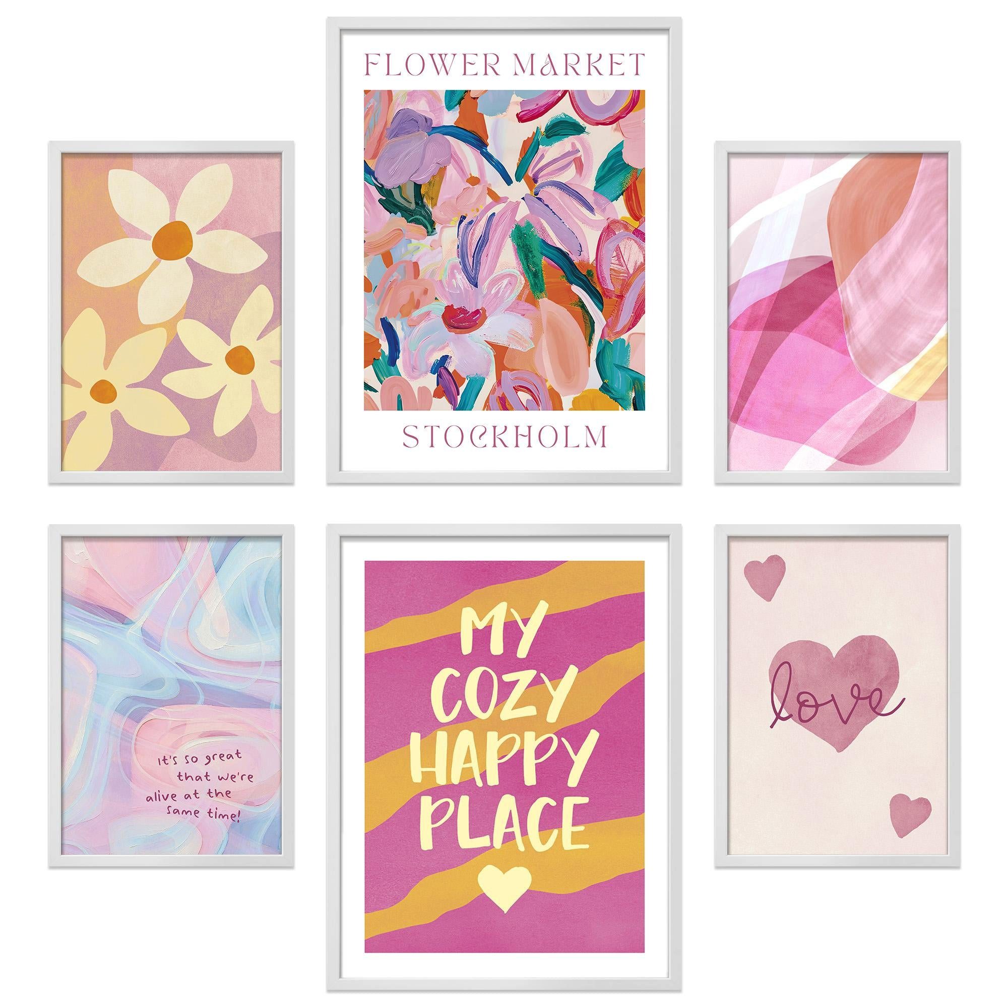 ARTFAVES Bilder-Collage Poster Set Abstract Dopamine Art I mehrteilige Bilderwand I Wandbilder, (Wandbilder modern, 6 St)