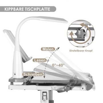 JOYLDIAS Kinderschreibtisch Schülerschreibtisch höhenverstellbar mit Lampe Stuhl und Schublade, Tischgröße: 66,4 x 49 x (54 - 76) cm