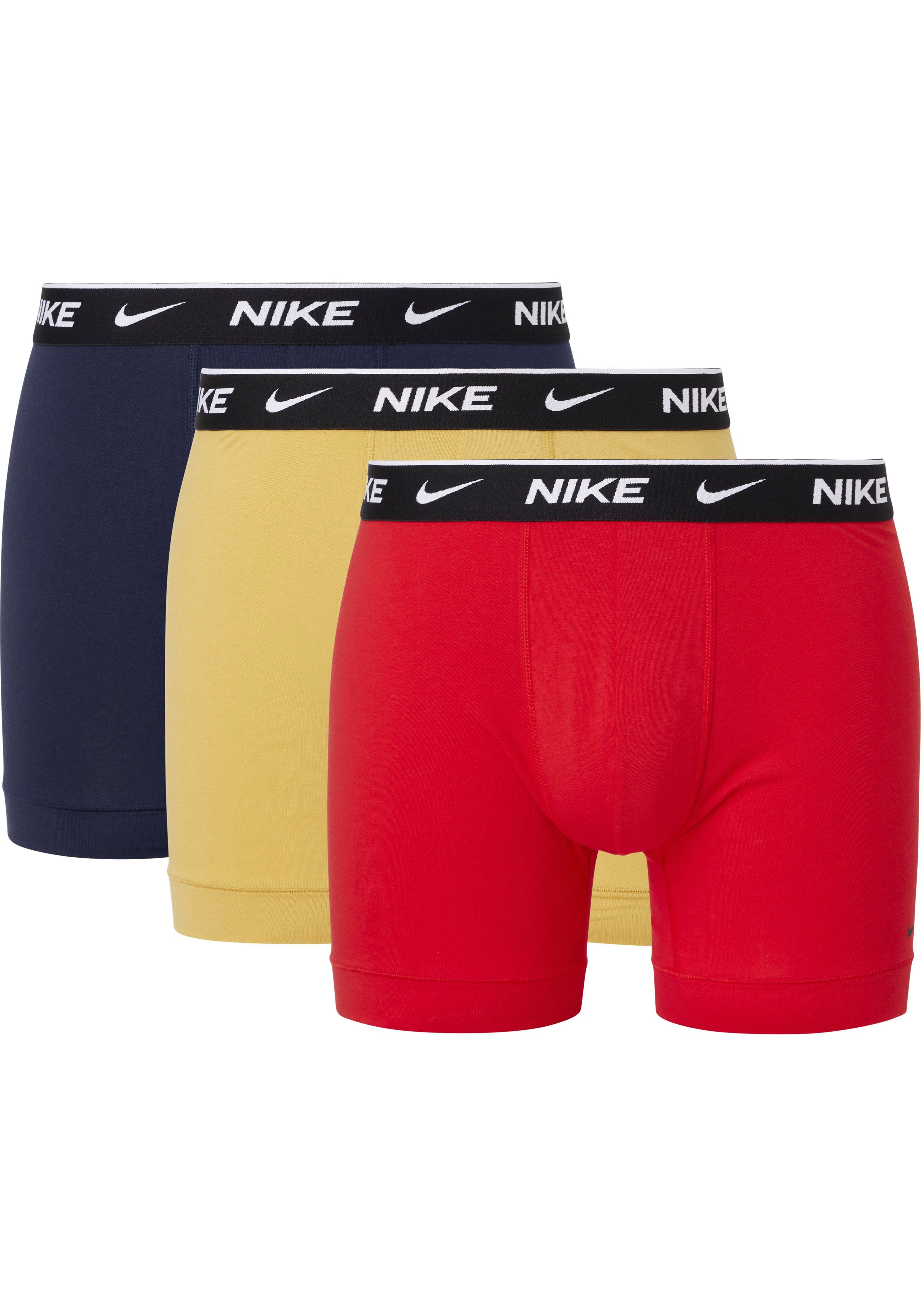 NIKE Underwear Boxer (Packung, 3er-Pack) mit elastischem Nike Logobund UNI RED/WHEAT GOLD/OBSIDIAN