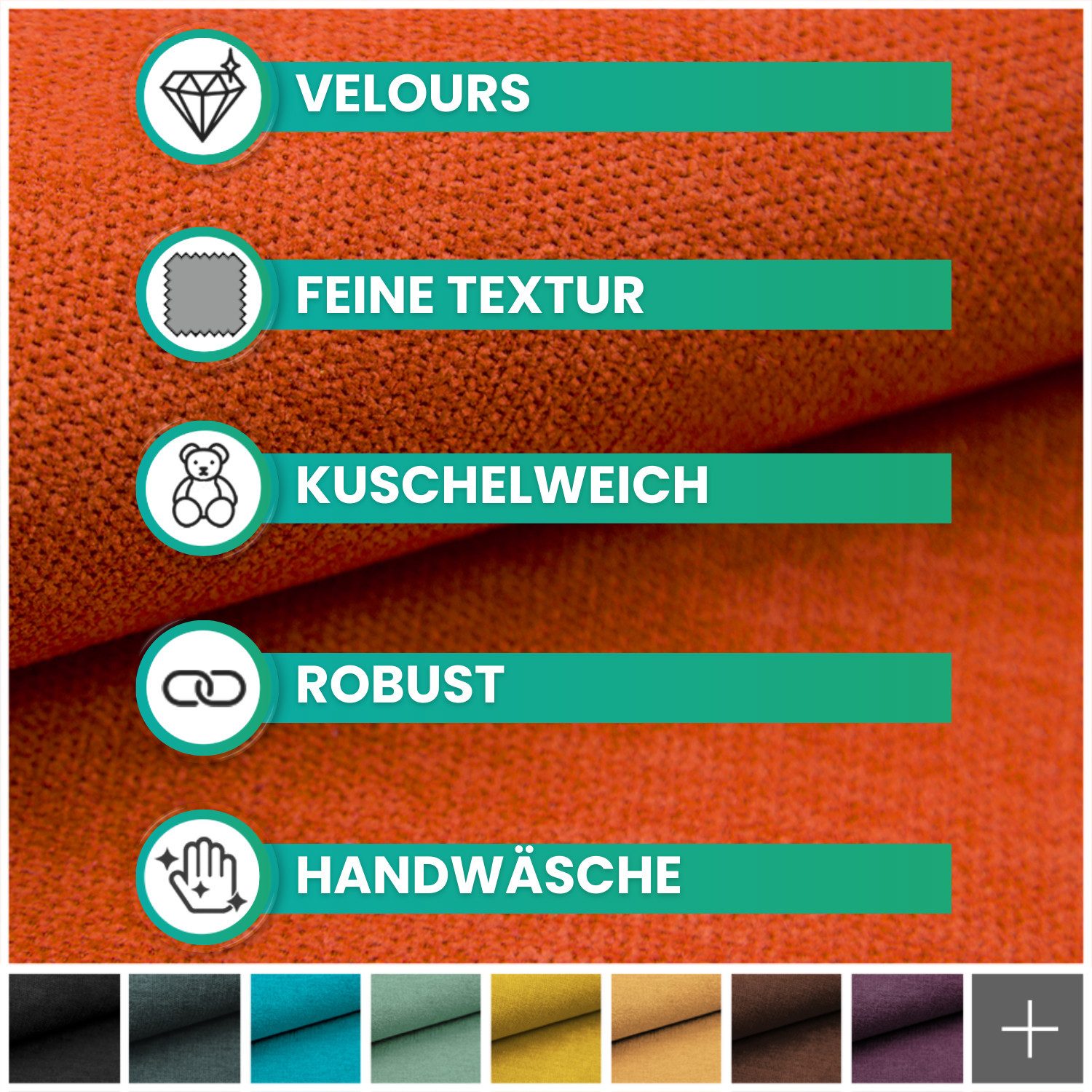 novely® Stoff RICKERT - Robuster Velours Polsterstoff mit feiner Textur, Kuschelweich, Robust, Abriebfest, Meterware, 1lfm – Bild 2 von 5
