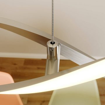 Lindby LED-Hängeleuchte Auron, dimmbar, LED-Leuchtmittel fest verbaut, warmweiß, Modern, Metall, PMMA, nickel satiniert, weiß, 2 flammig, inkl.