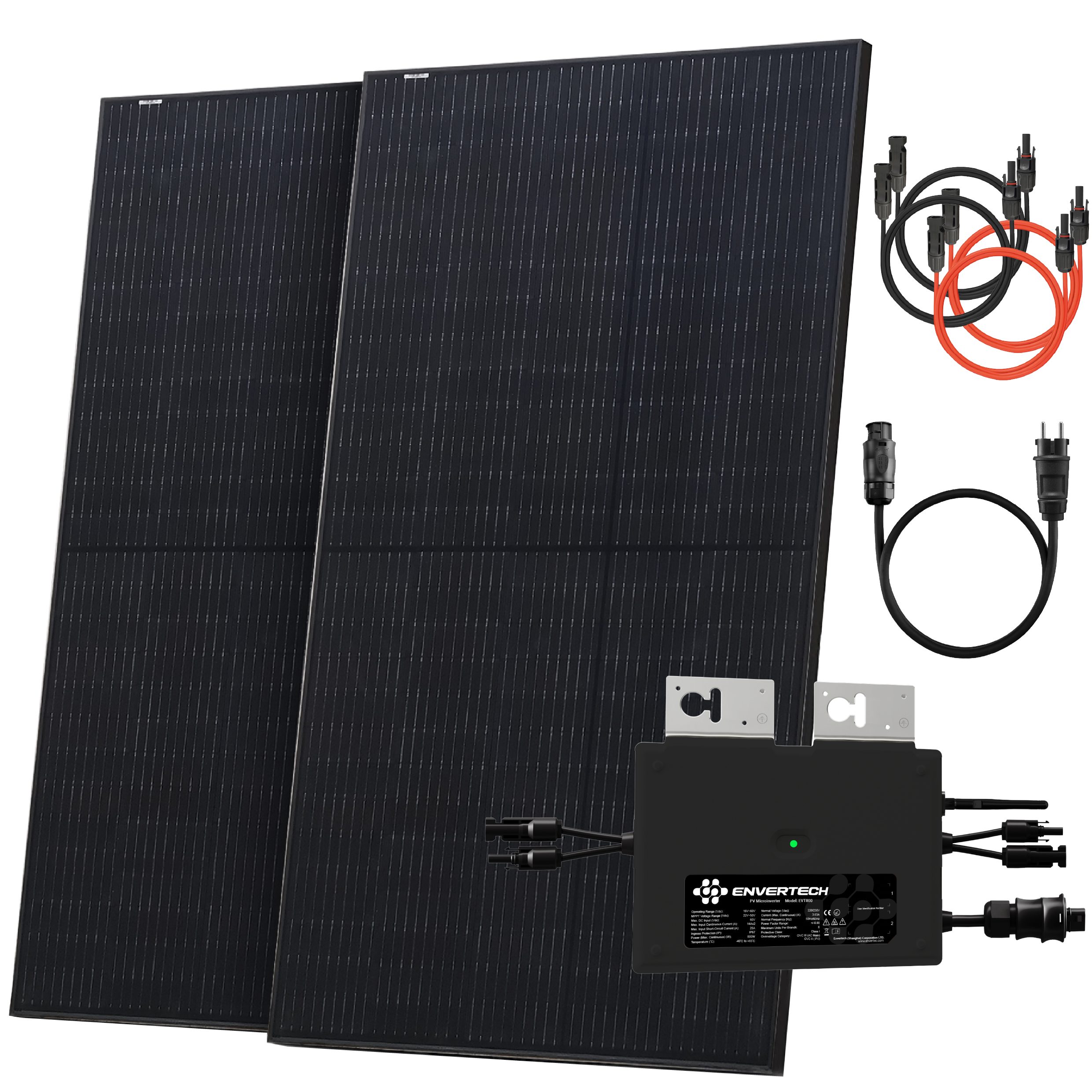 Solarway Balkonkraftwerk 1000W Komplettset Solaranlage Steckdose, 1000,00 W, Monokristallin, (Solaranlage Komplettset Premium - Solarmodule, neuester Envertech 800 Watt), IP67 Plug&Play Jahrelange Garantie
