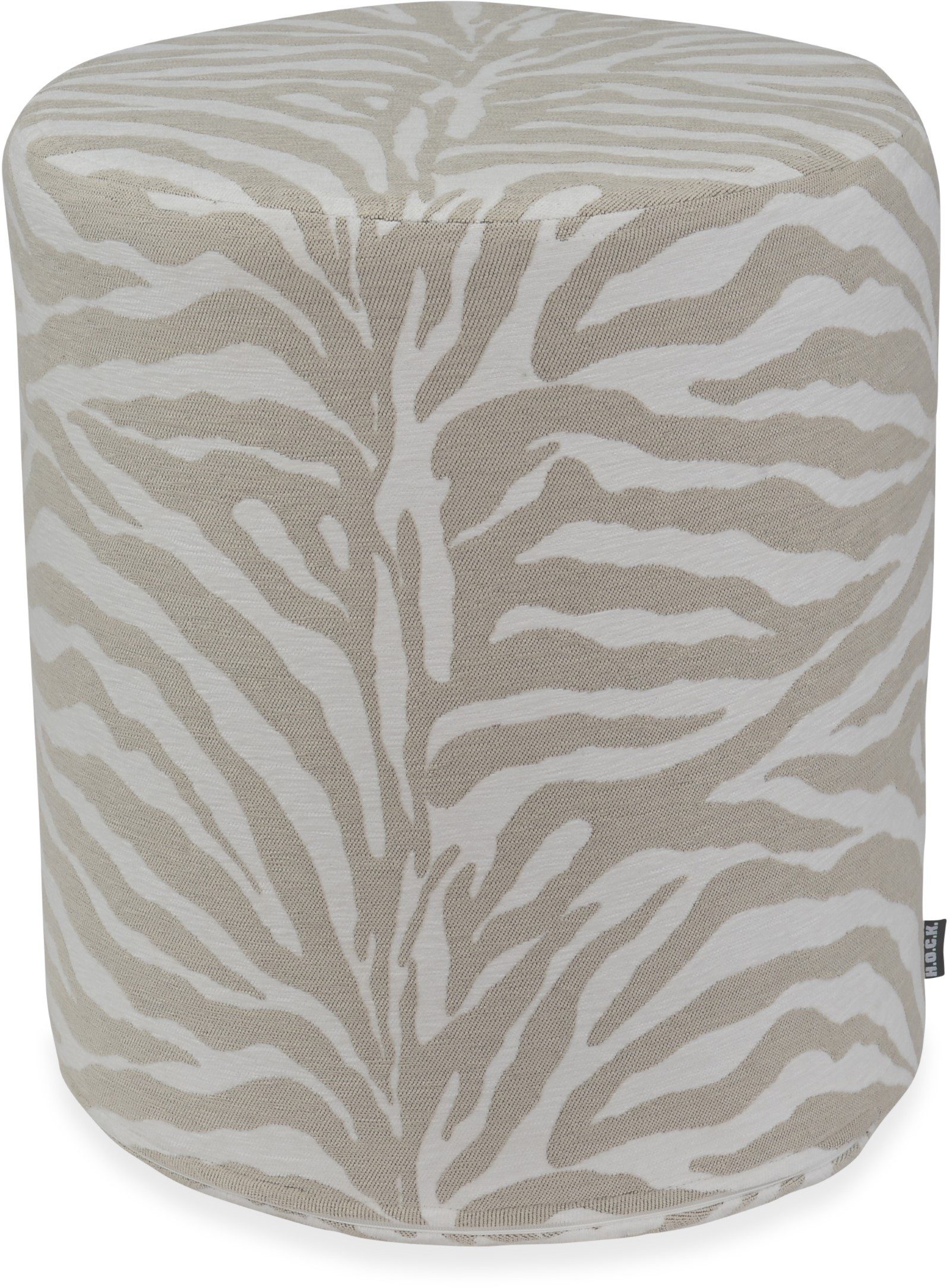 H.O.C.K. Sitzhocker H.O.C.K. Zari Hocker Pouf ø40x45cm rund - Beige Weiß Zebra Muster, Hocker, Barhocker & Sitzhocker, Pouf, Badhocker, Wohnzimmer Hocker
