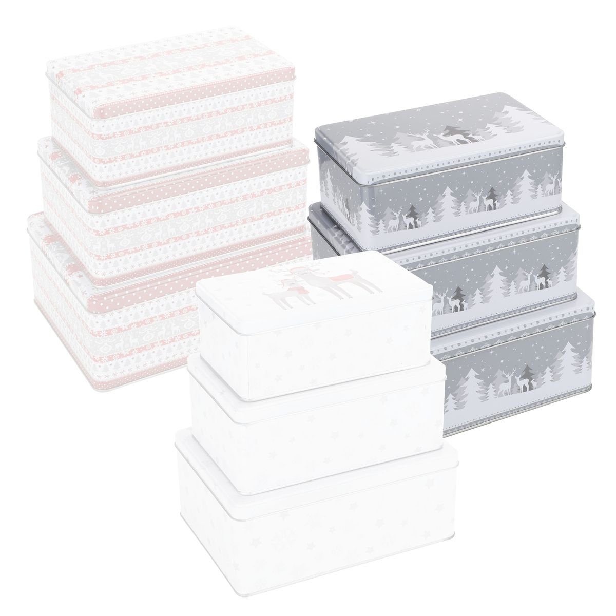 bonsport Keksdose Weihnachts Банки для печенья Set, rechteckig 3-tlg., Metall, (3-tlg), Tannenbäume mit Rentieren