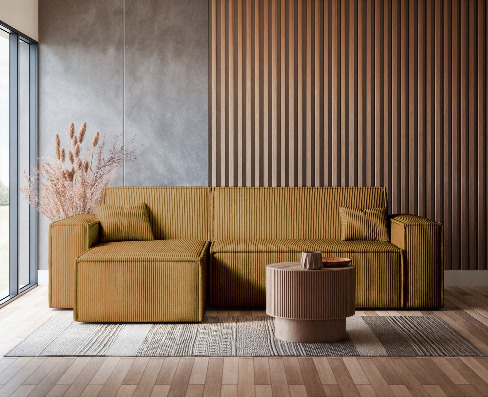 Selsey Ecksofa SCARLO, mit Schlaffunktion, Bettkasten und Cordbezug