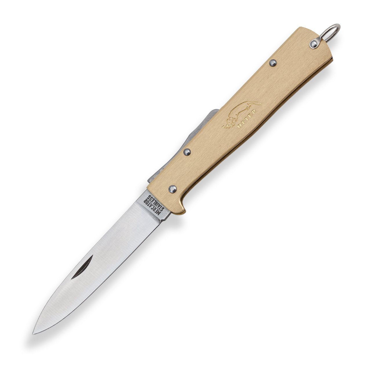 Otter Messer Taschenmesser Mercator-Messer groß Messing, Klinge rostfrei, Backlock