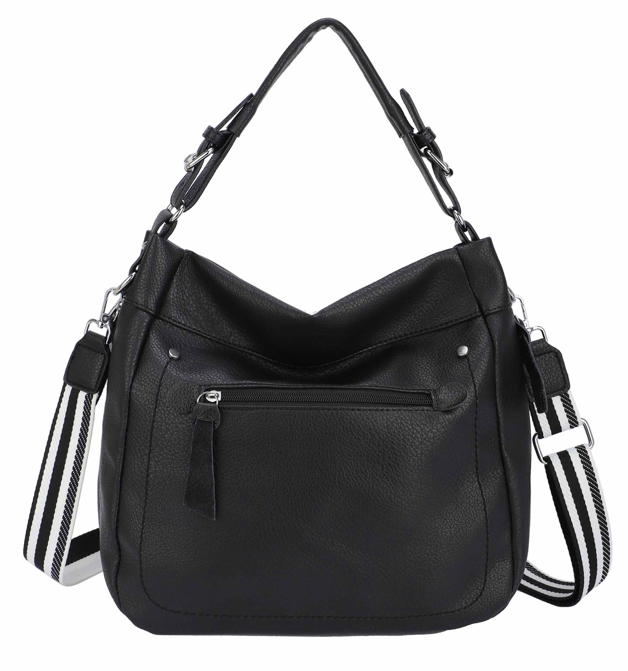 ITALYSHOP24 Schultertasche Damen Tasche Shopper Hobo-Bag Handtasche CrossOver, als Shopper, Umhängetasche, Crossbag tragbar