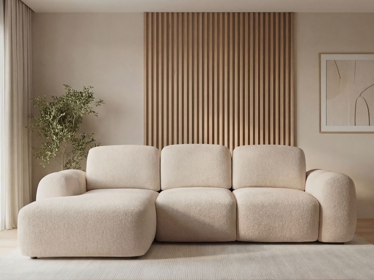 GrainGold Ecksofa L-Form Avelin L, Set, Wellenfedern, DL-Mechanismus, Schlaffunktion, Bettkasten