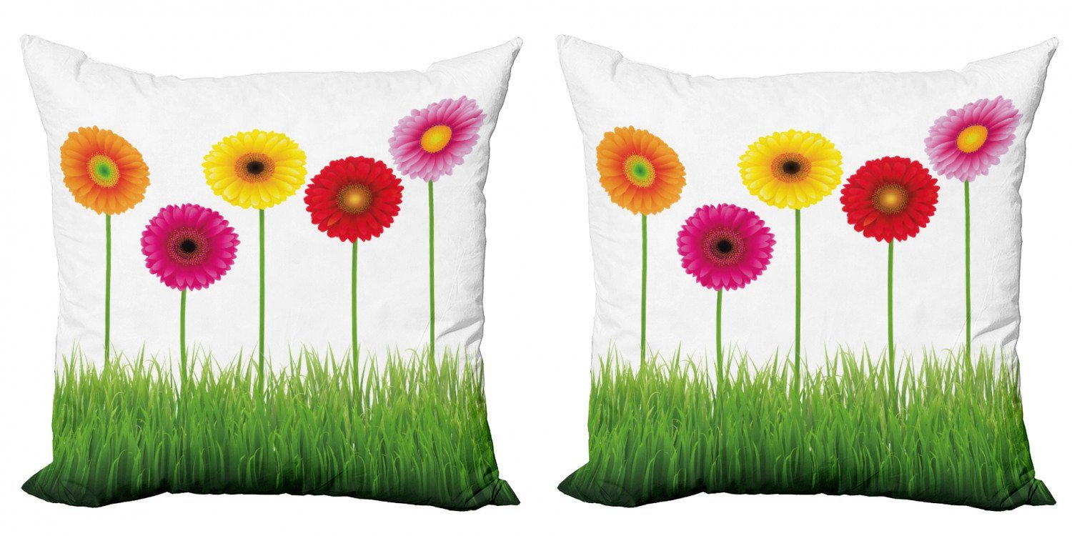 Kissenbezüge Modern Accent Doppelseitiger Digitaldruck, Abakuhaus (2 Stück), Gerber Daisy Klare Blumen auf Gras