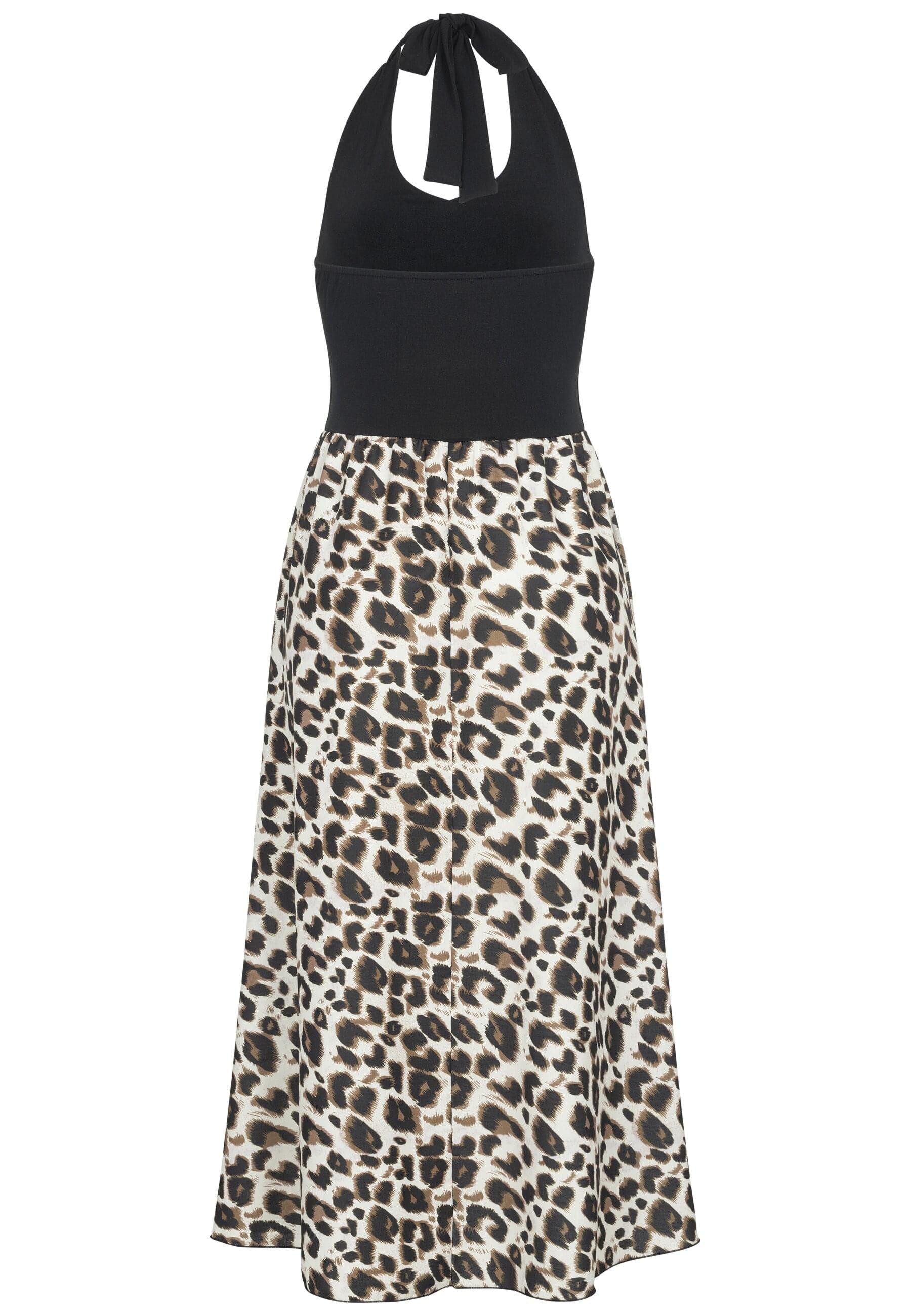 CLOUD 5IVE Shirtkleid CLOUD 5IVE Maxi Neckholder-Dress with leo print (1-tlg)