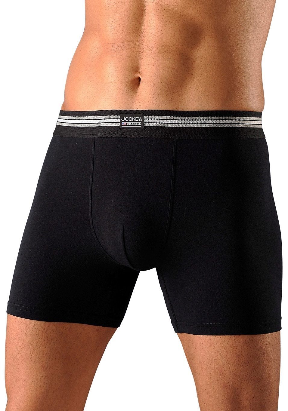 Jockey Trunk Cotton Stretch (3er Pack) Mittlere Bundhöhe, längeres Bein, Logobund