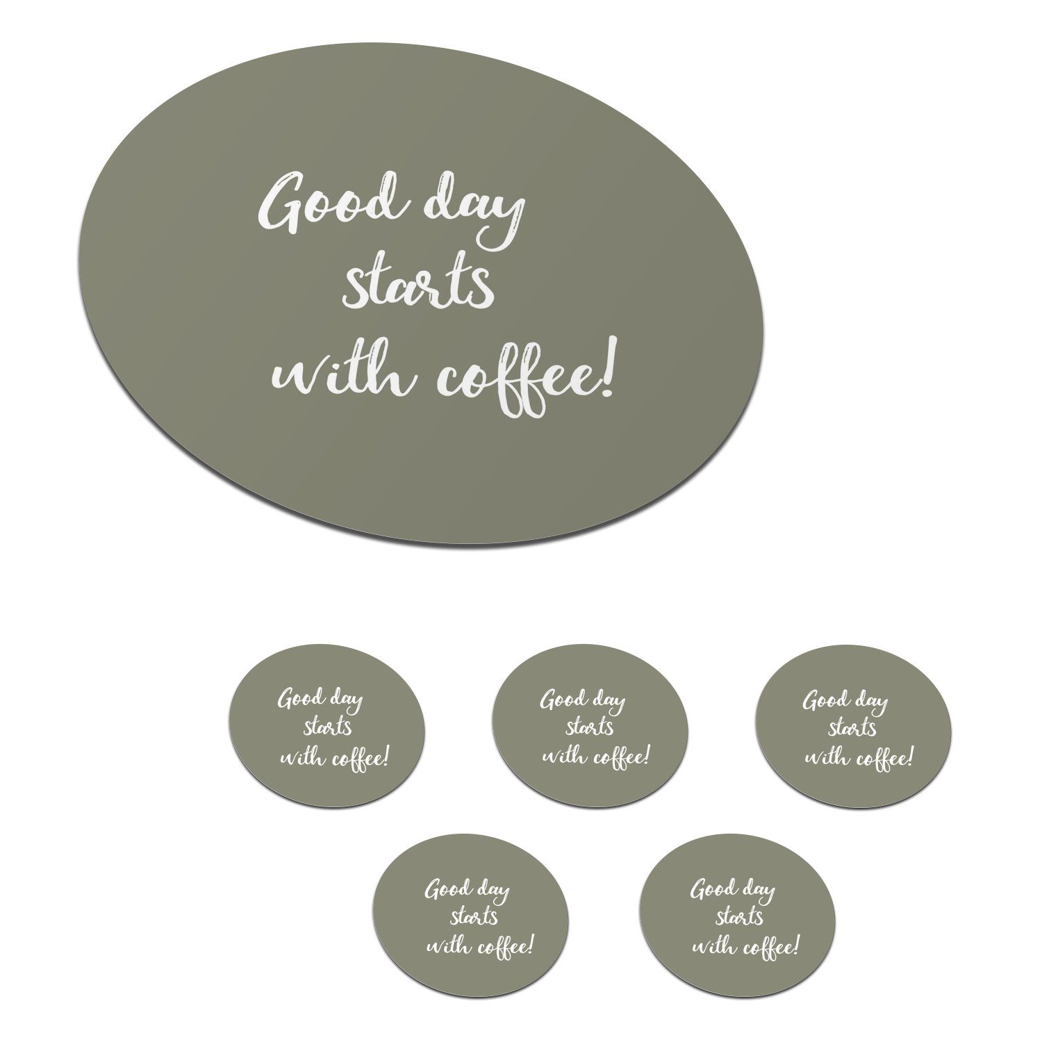 für Kaffee Tasse, Tag Kaffee! - - MuchoWow Glasuntersetzer - beginnt Getränkeuntersetzer, Tassenuntersetzer, Becher Sprichwörter, Zitate Ein 6-tlg., Gläser, Korkuntersetzer, mit guter Zubehör