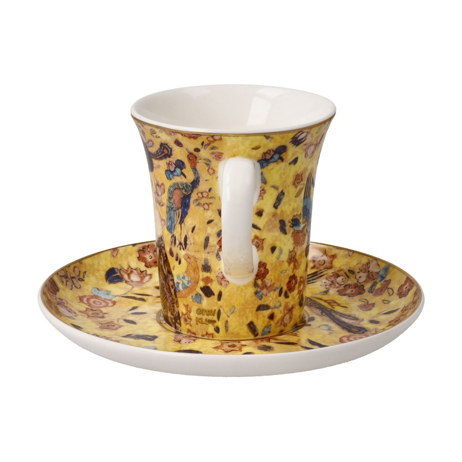 Goebel Espressotasse Gustav Klimt, Fine Bone China, mit Echtgolfauflage, Bunt, Dame mit Fächer, H: 6.5cm