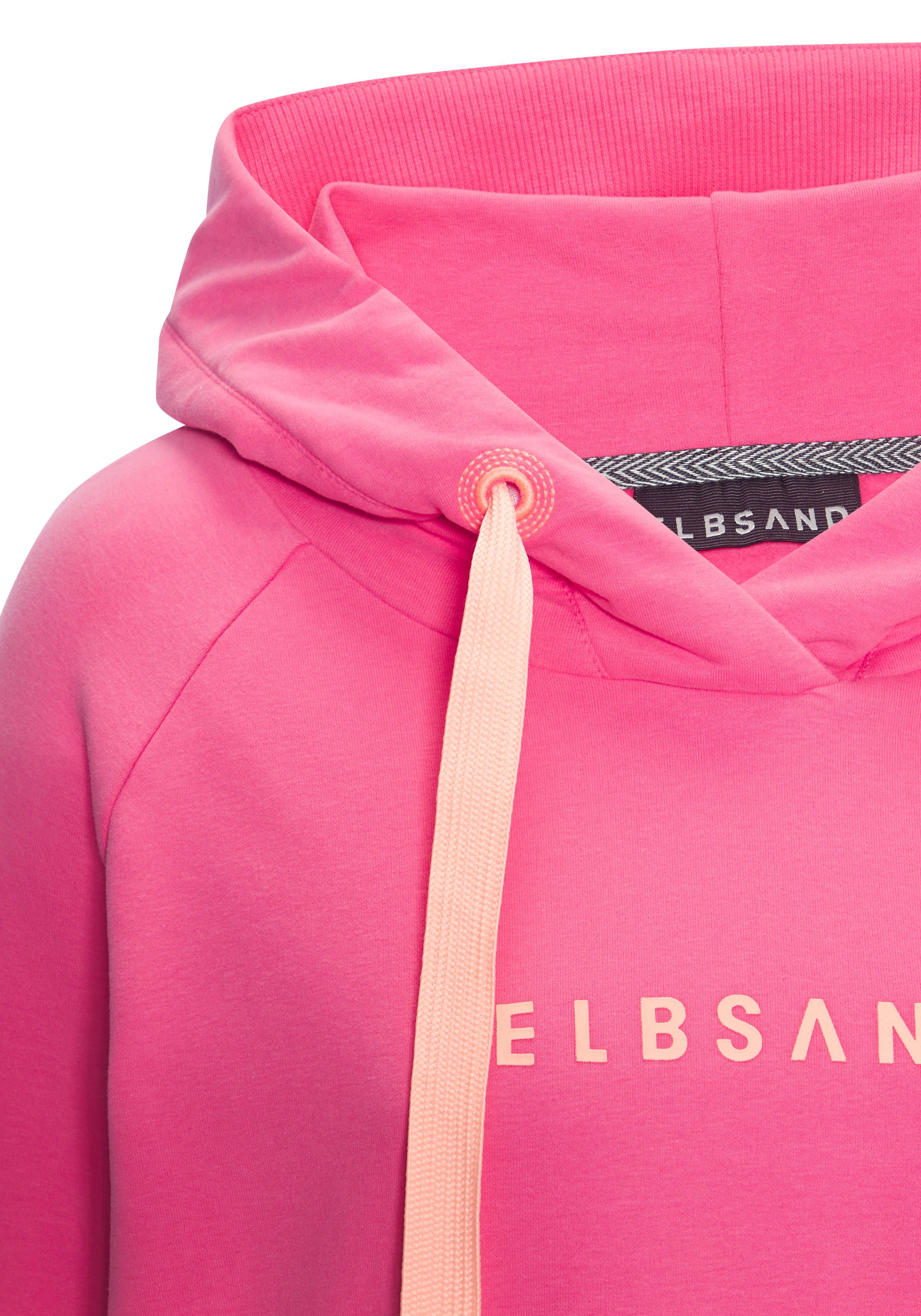 Elbsand Kapuzensweatshirt Svana mit Logoprint, bequemer Hoodie, seitliche Schlitze