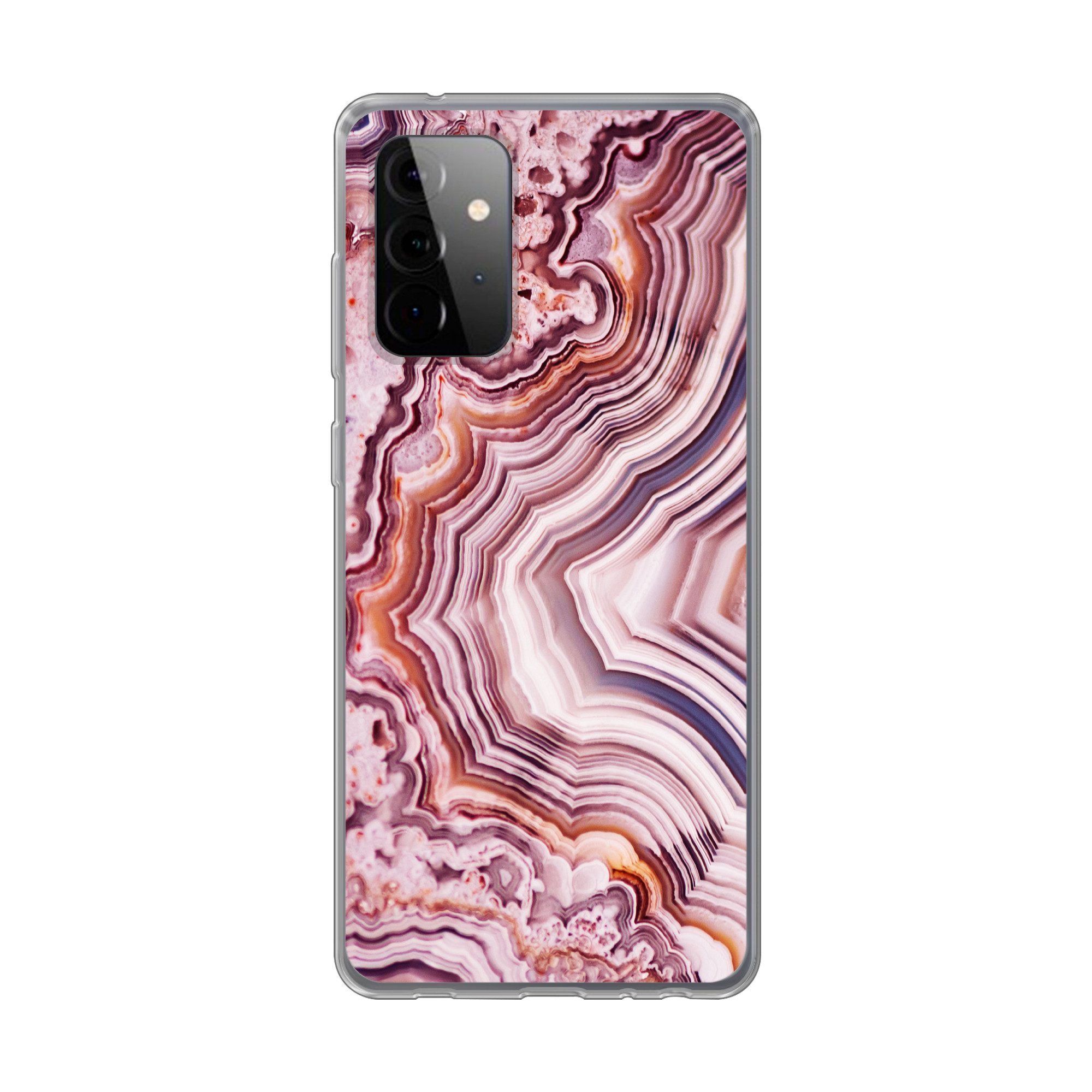 MuchoWow Handyhülle für Samsung Galaxy A72 Naturstein - Rosa - Luxus, Smartphone-Bumper, Print, Handy Schutzhülle Dünn