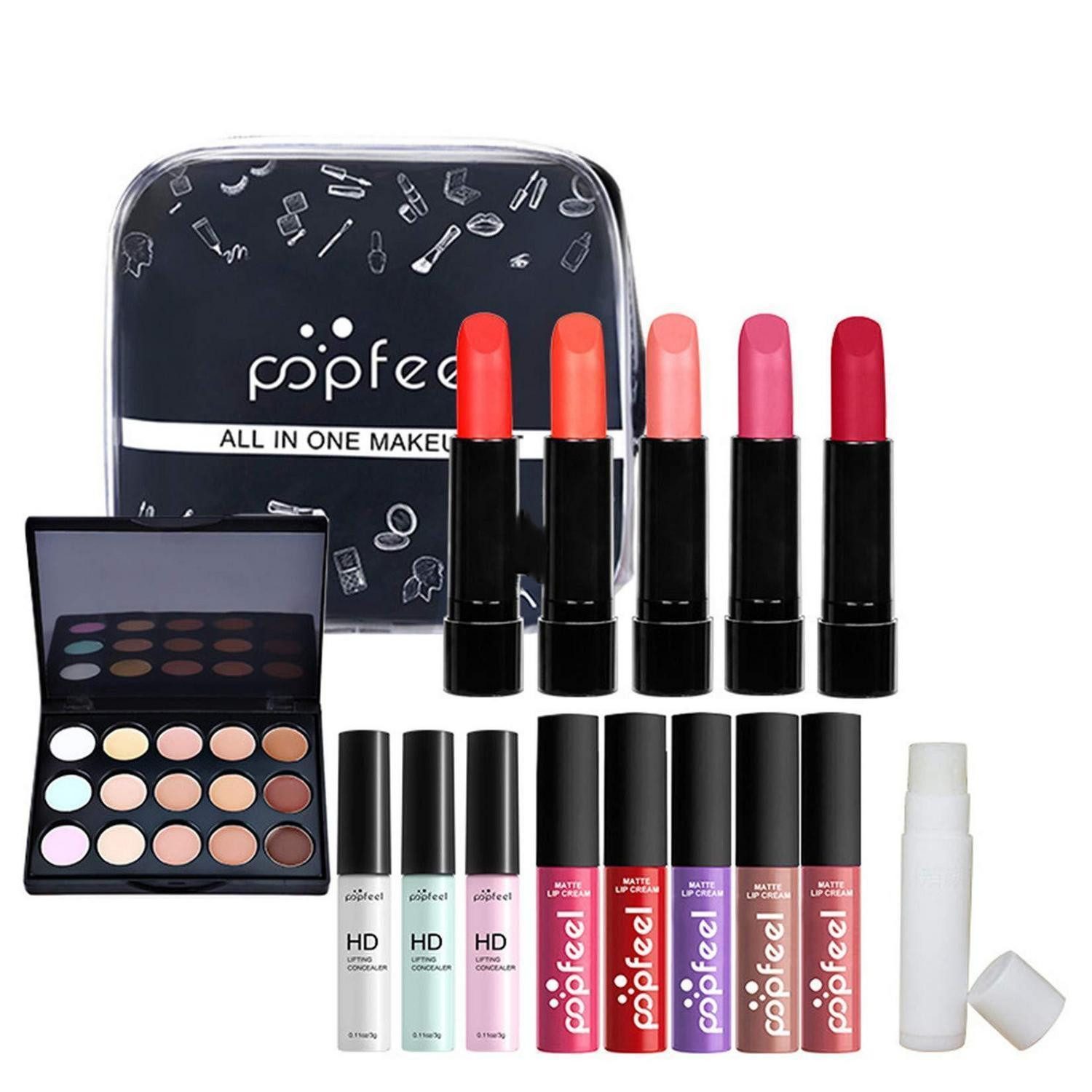 LuxusKollektion Schmink-Set Make-up-Set Komplettset Lidschatten Lippenstift Pinsel
