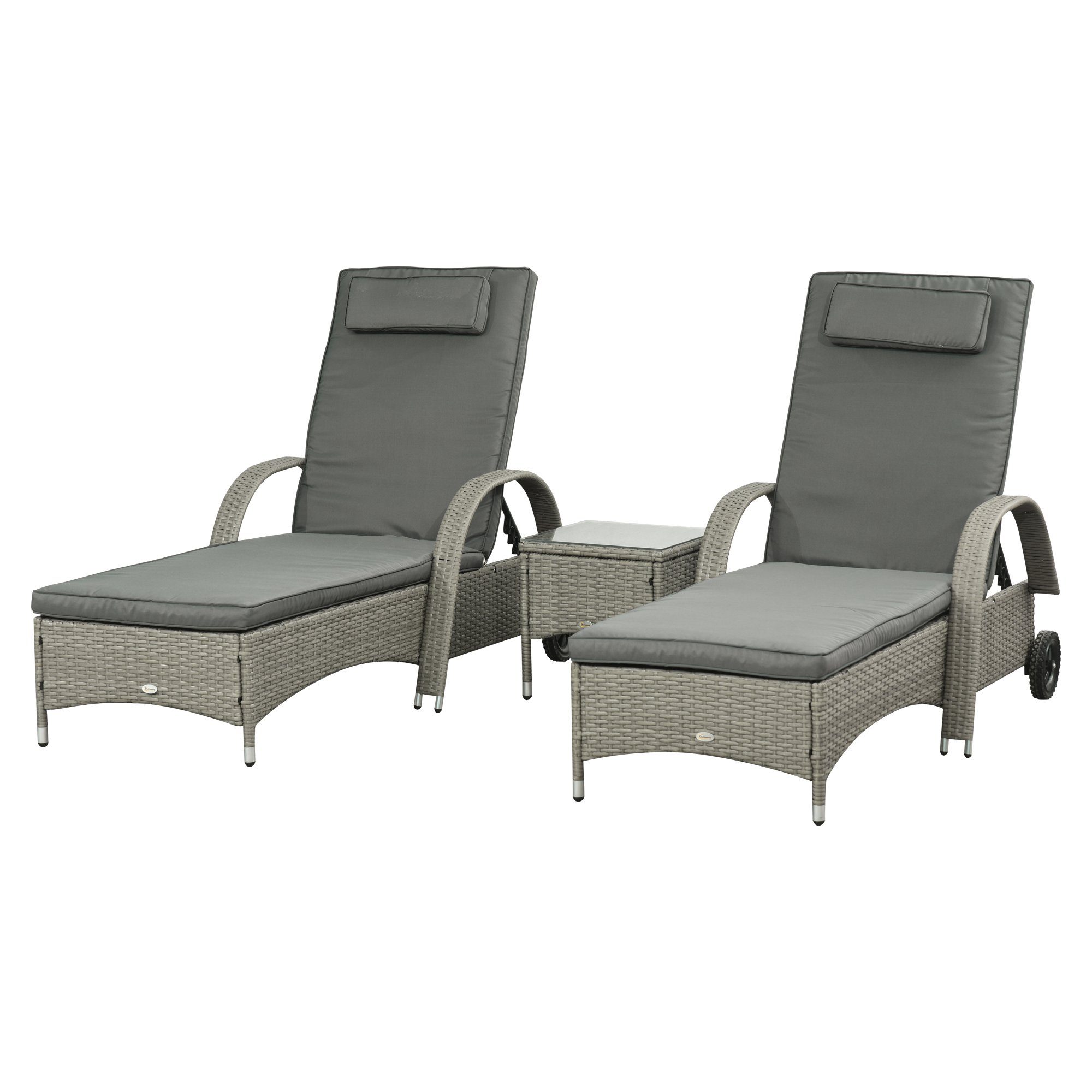 Outsunny Gartenliege Rattan Sonnenliegen mit Tisch günstig online kaufen
