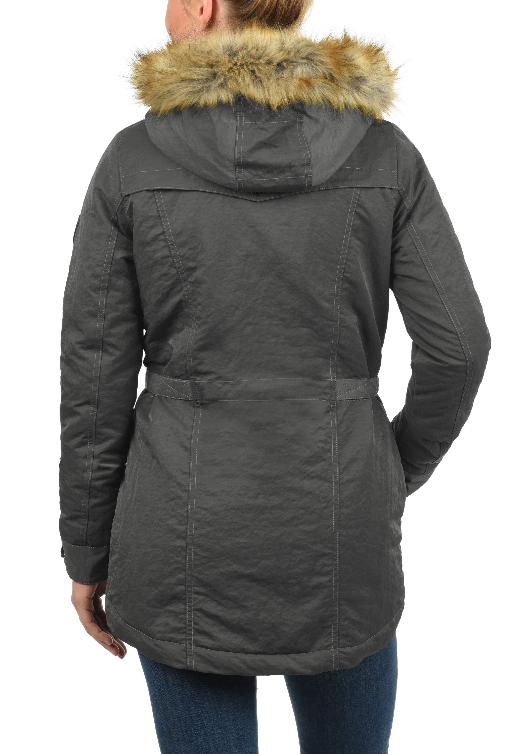 mit Winterjacke DESIRES Dark Parka (2890) Kunstfellkragen Grey abnehmbarem Jana