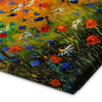 Posterlounge Leinwandbild Pol Ledent, Wiese mit Wildblumen, Wohnzimmer Malerei
