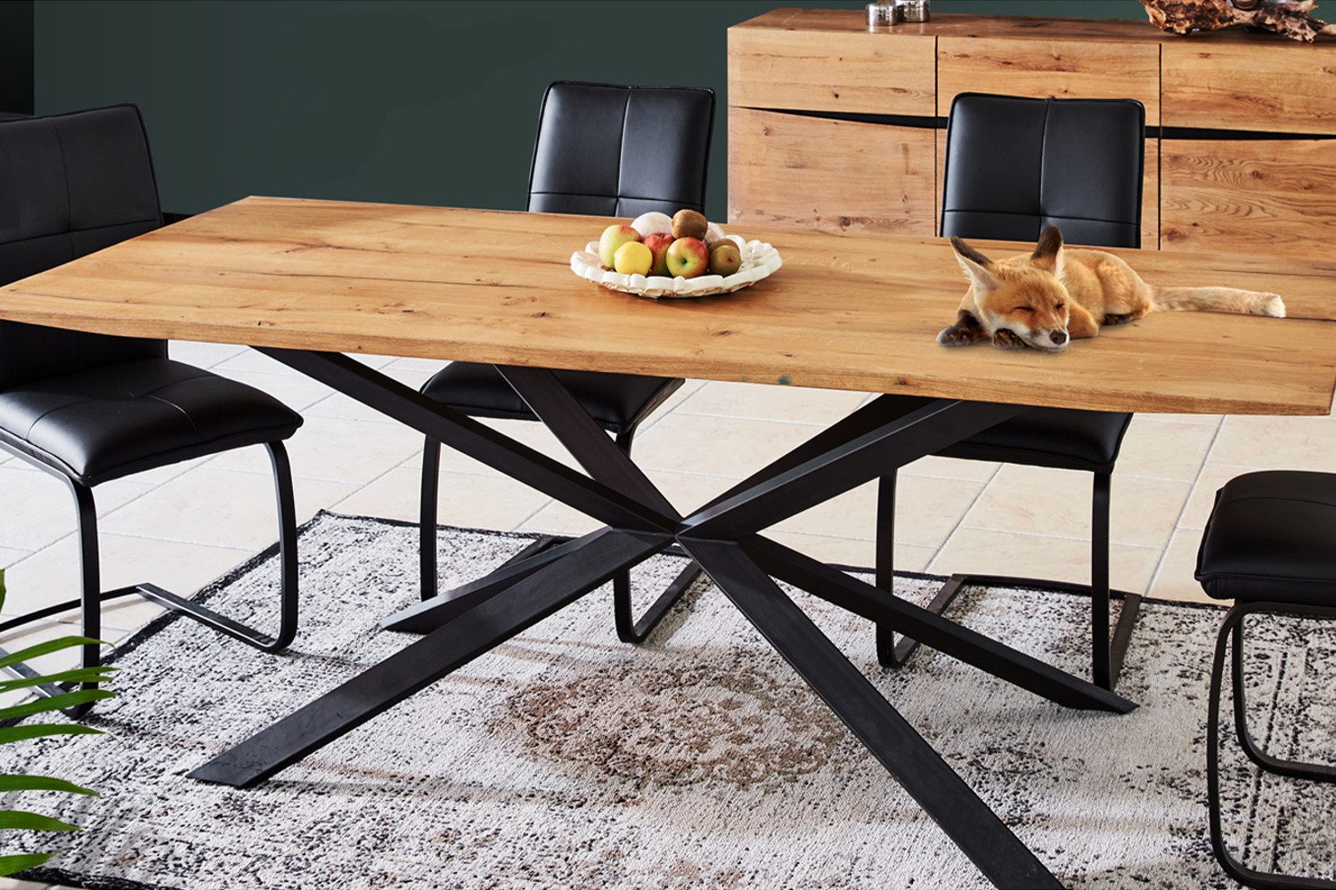 KAWOLA Esstisch YOSHA, Eiche massiv 220x95 cm günstig online kaufen