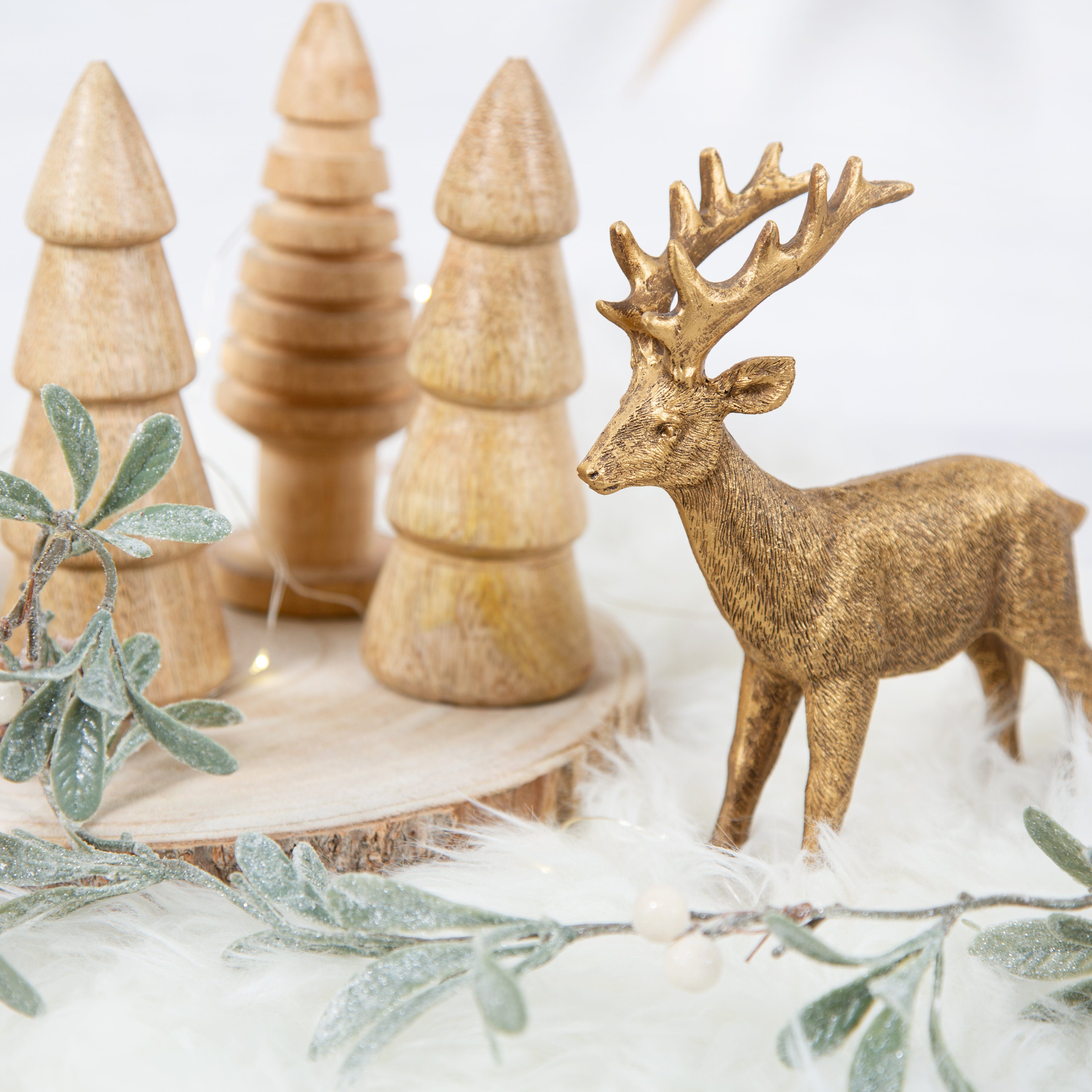 Logbuch-Verlag Bäume St), Naturfarbene Dekobäume natürliche 2 Holz 15 2 (Set, Weihnachtsfigur cm Weihnachtsbäume