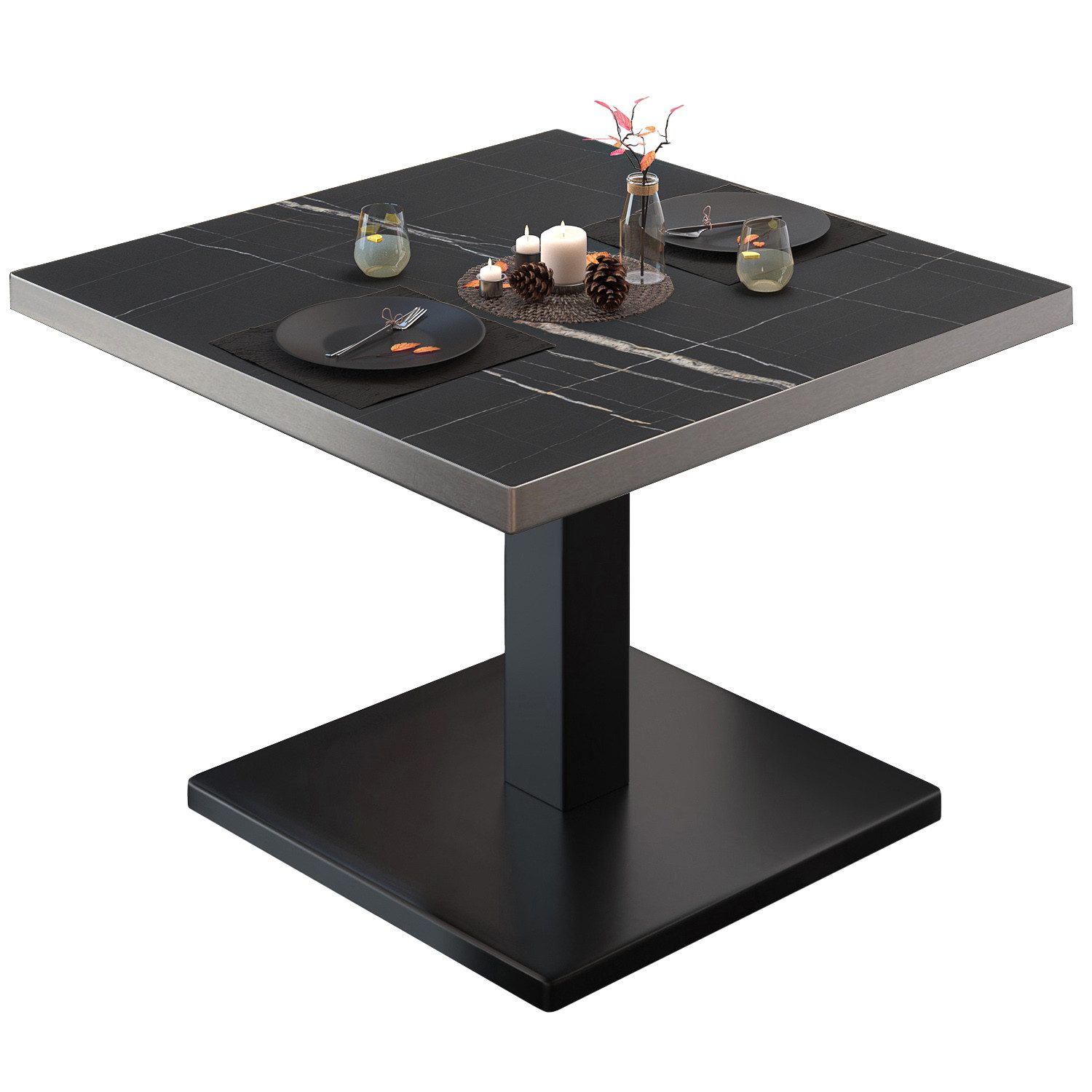 GGMMÖBEL Bistrotisch HPL Beschichtet (1 Stück), Quadratisch Innen Edle Optik/Hohe Tragkraft/Langlebig