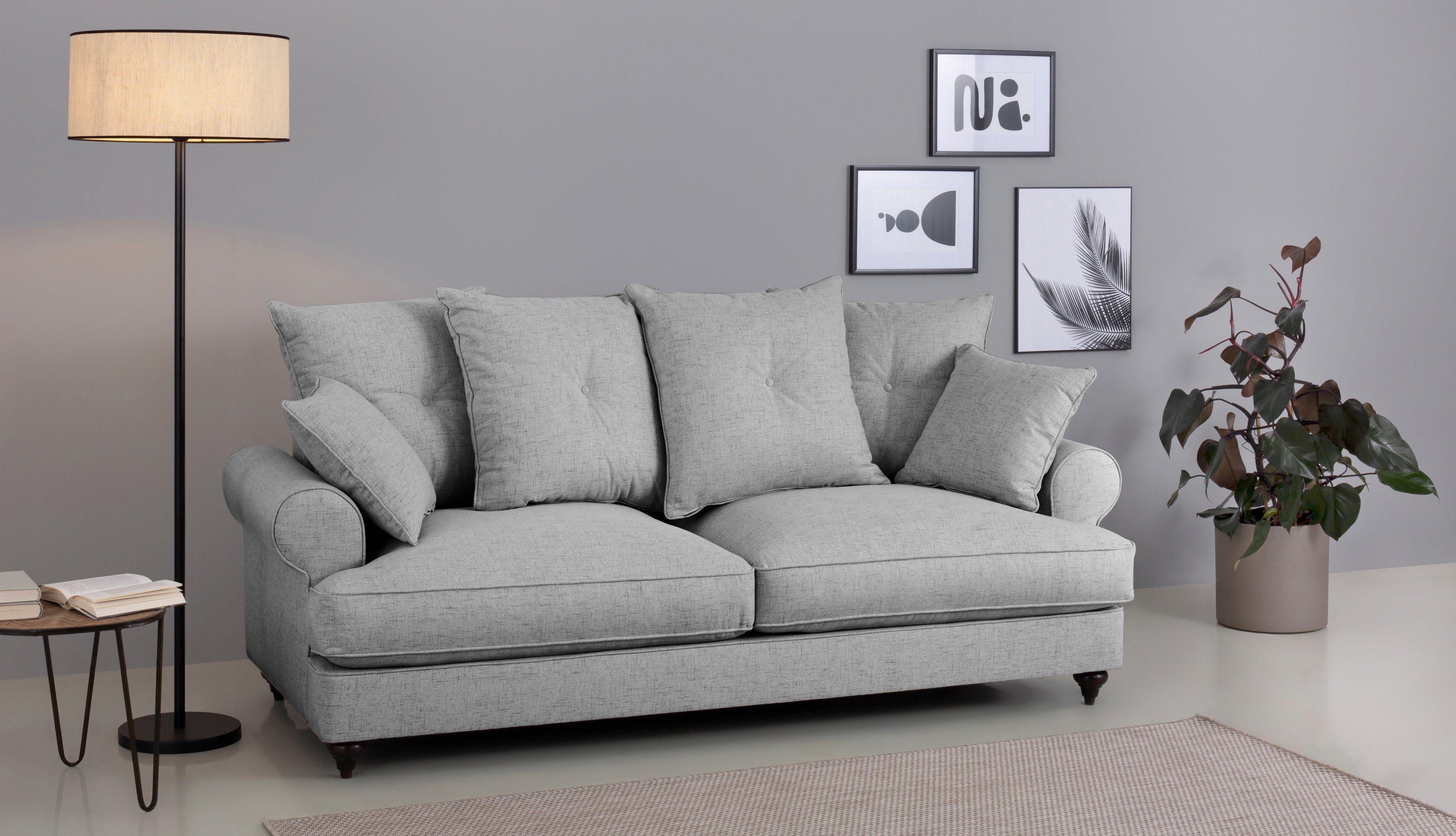 Home affaire 3-Sitzer Bloomer, mit hochwertigem Kaltschaum, in verschiedenen Farben erhältlich light grey