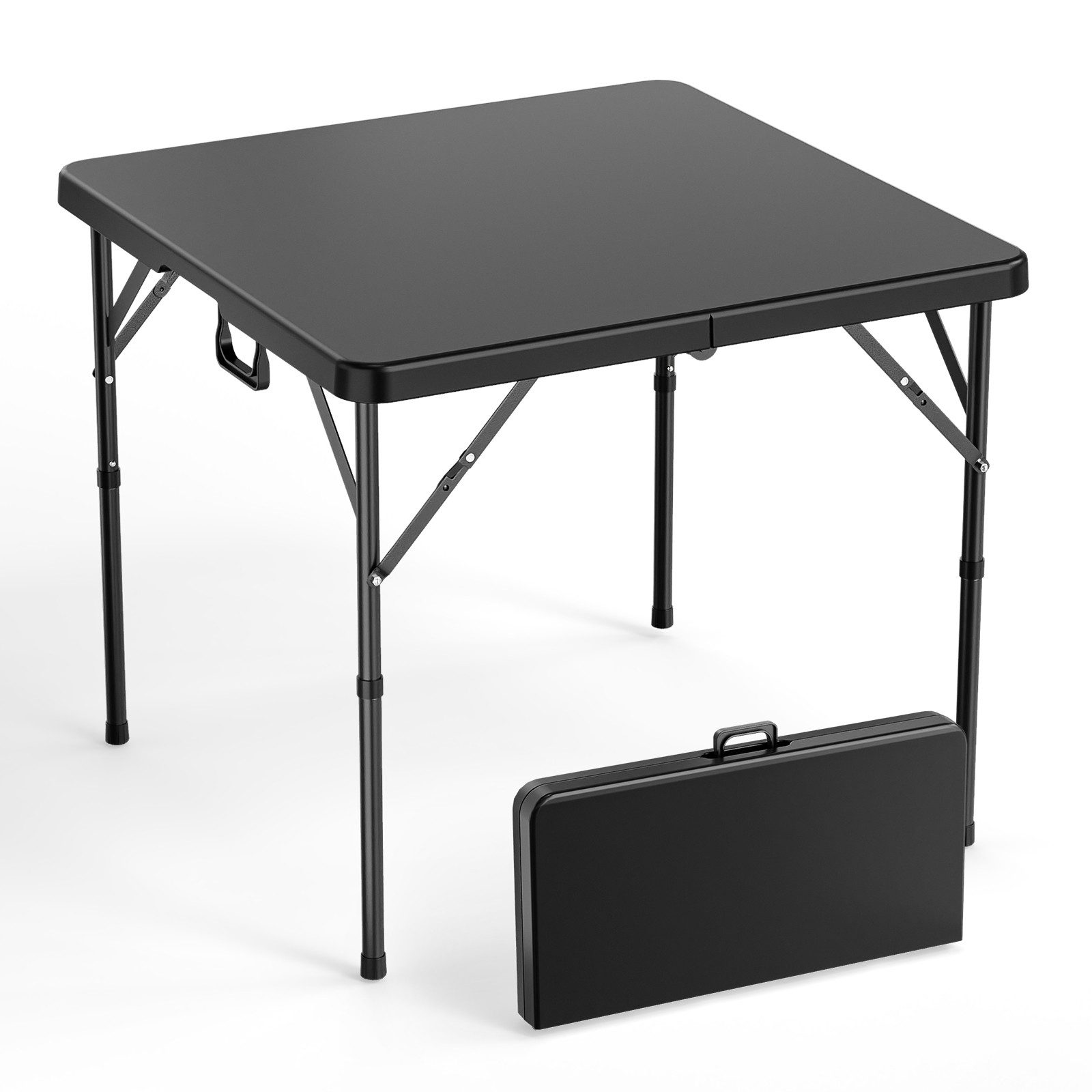 VINGLI Campingtisch Klapptisch, Gartentisch Wetterfest, Balkontisch Klappbar, als Beistelltisch Outdoor, bis 150 kg, 86x86x74 cm, Weiß/Schwarz