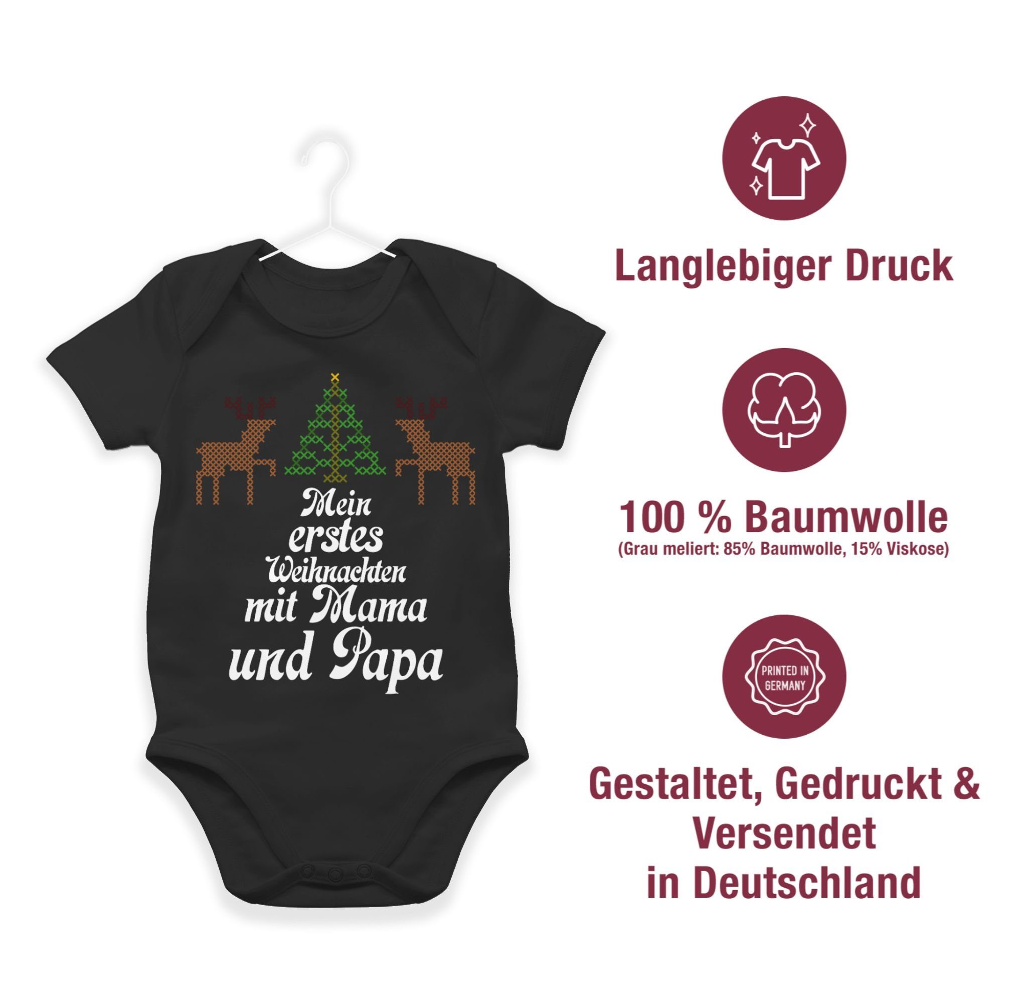 Shirtracer Shirtbody Ugly sweater - - Baby Weihnachten 3 Kleidung Weihnachten Mein Rentiere Schwarz erstes