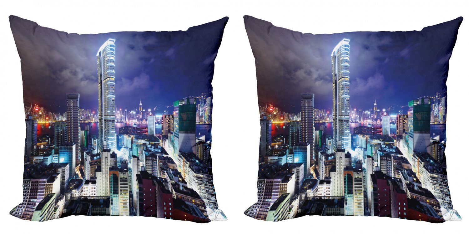 Kissenbezüge Accent Stück), Kong (2 Night Doppelseitiger Downtown Stadt Abakuhaus Modern Hong Digitaldruck,