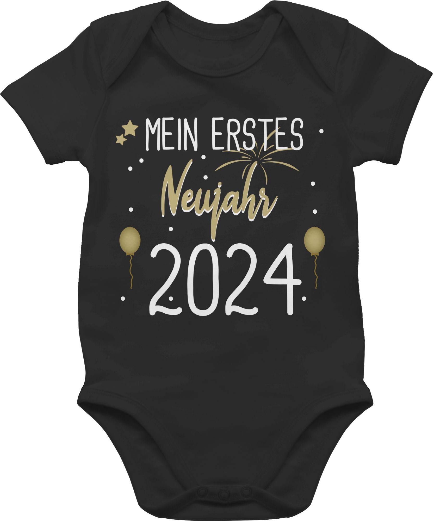 Shirtracer Shirtbody Mein 1. Neujahr weiß 2024 Silvester Baby 1 Schwarz