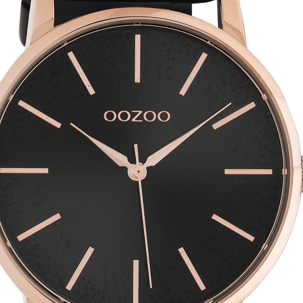 OOZOO Quarzuhr Oozoo Damen Armbanduhr groß Lederarmband, schwarz Analog, Elegant-Style 40mm) (ca. Damenuhr rund
