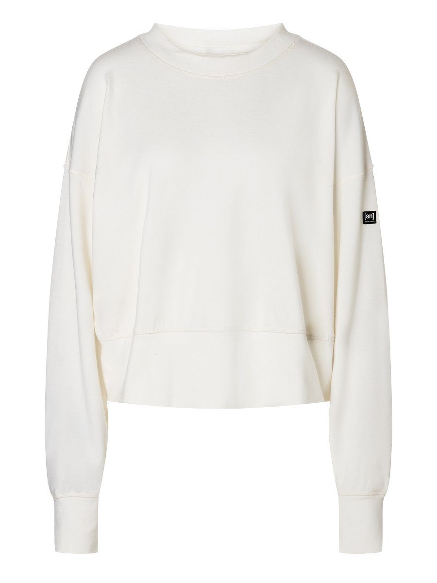 SUPER.NATURAL Sweatshirt Merino Sweatshirt W KRISSINI SWEATER lässiger Merino-Materialmix Fresh White