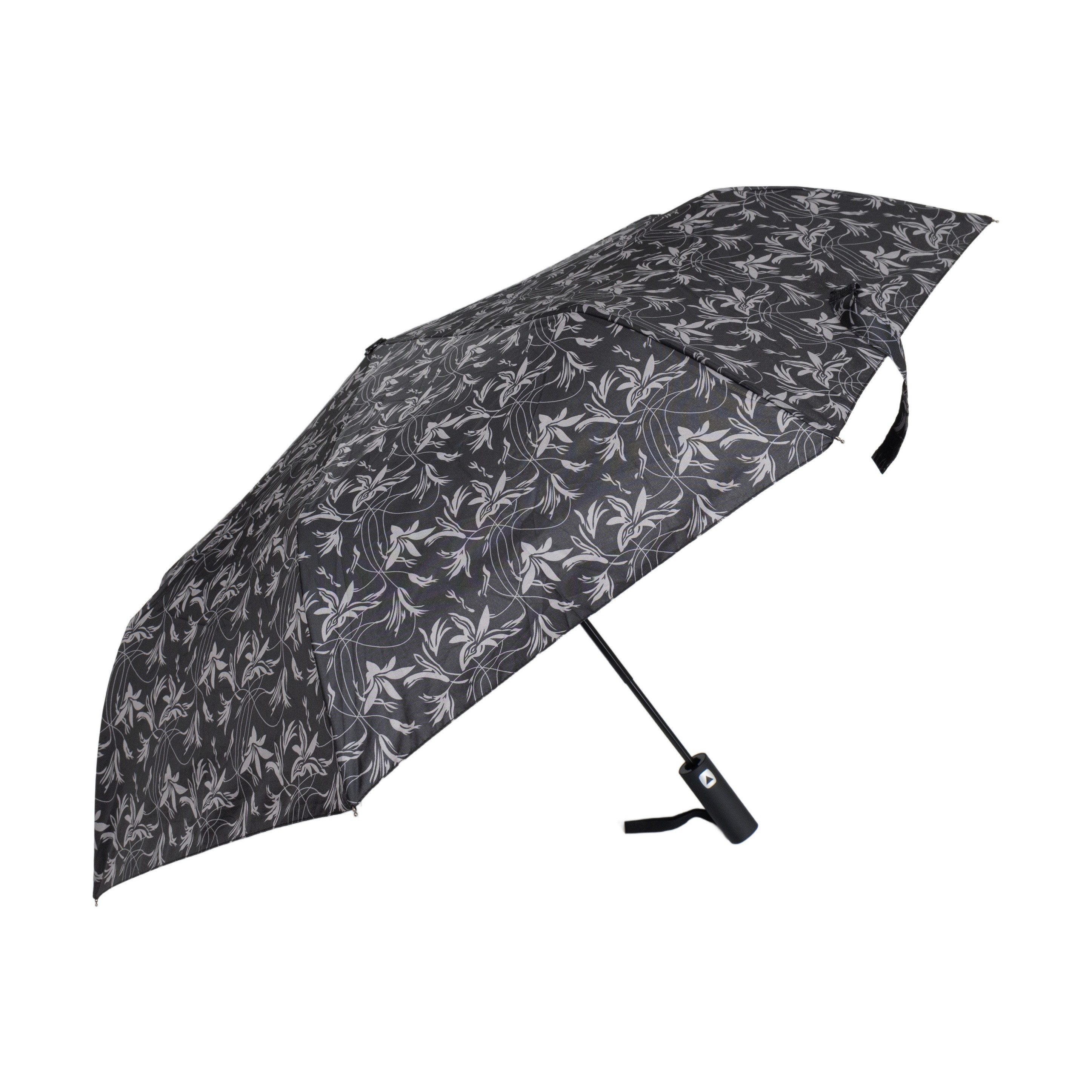 Susino Taschenregenschirm mit Schutzhülle mit Lilien Schutz bei Wind und Regen ø100cm